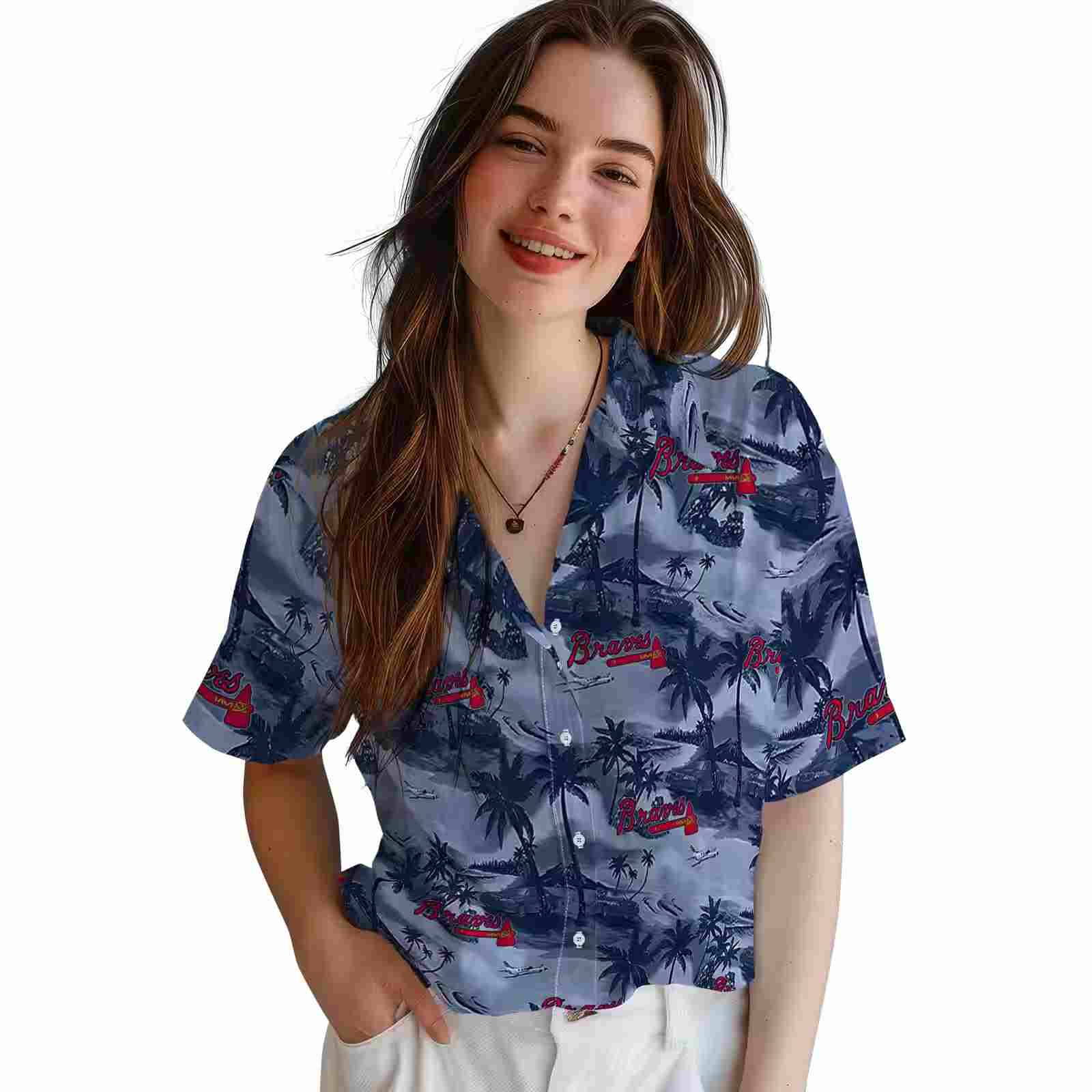 atlanta braves coastal palms navy hawaiian shirt latest model