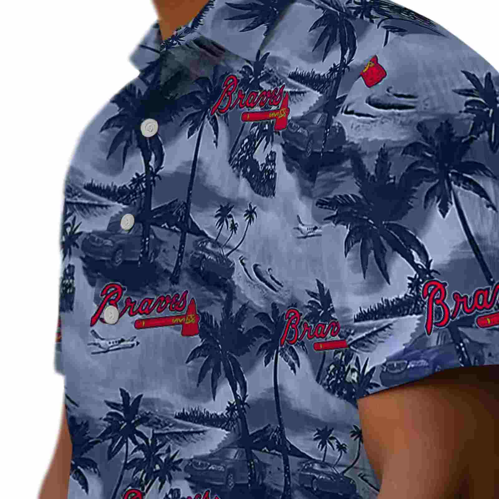 atlanta braves coastal palms navy hawaiian shirt trendy