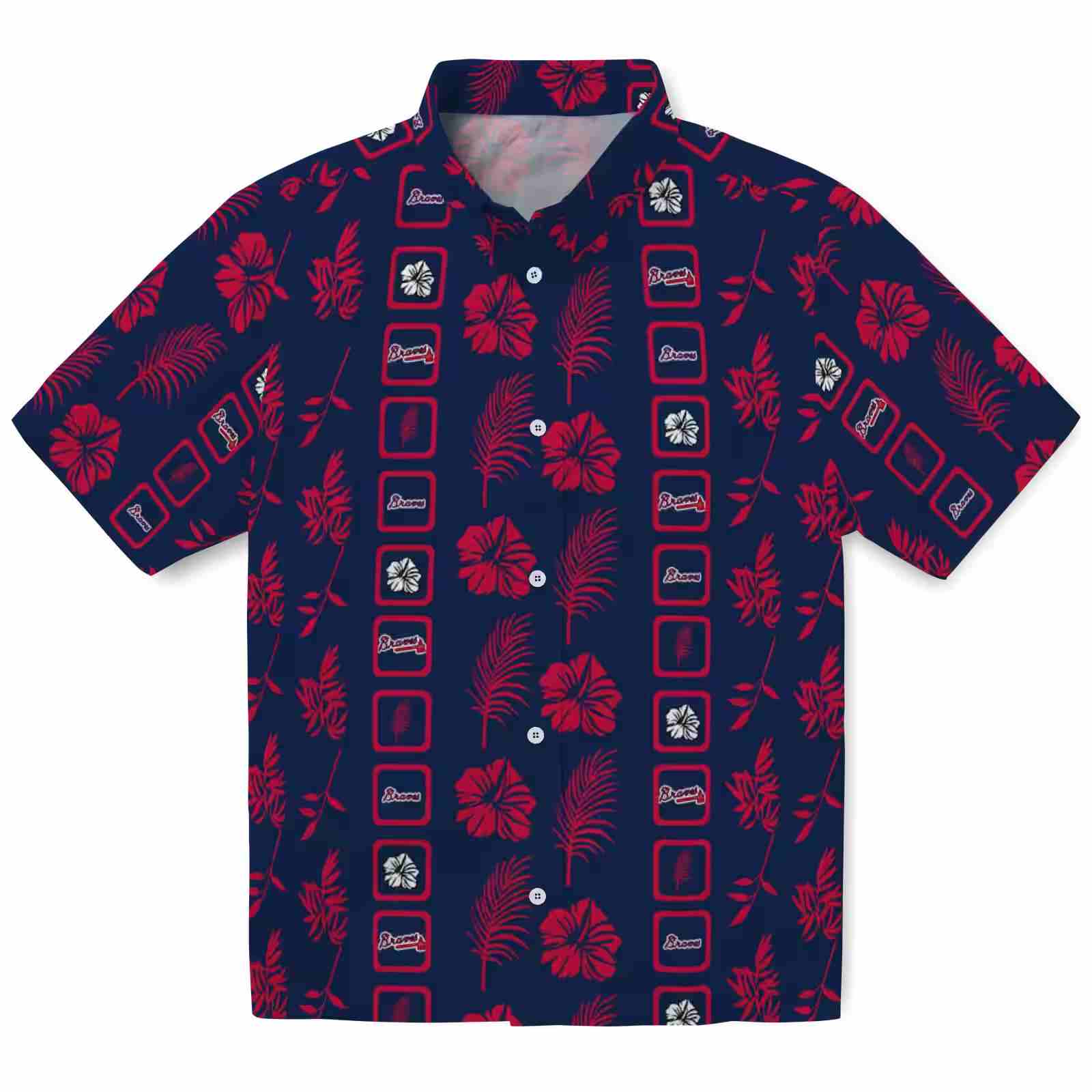 Atlanta Braves Framed Floral Navy Hawaiian Shirt