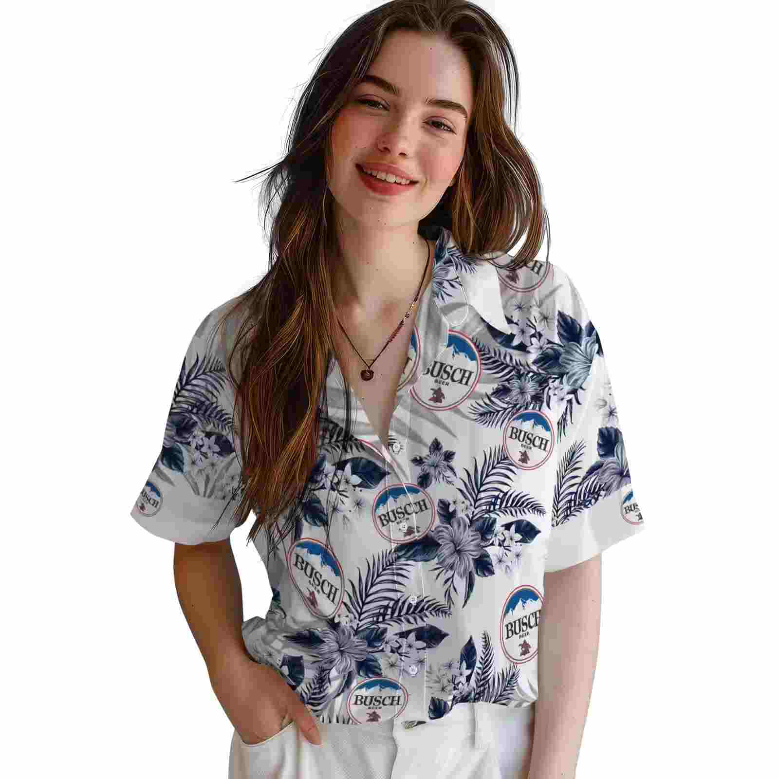 atlanta braves hibiscus palm leaves navy white hawaiian shirt latest model