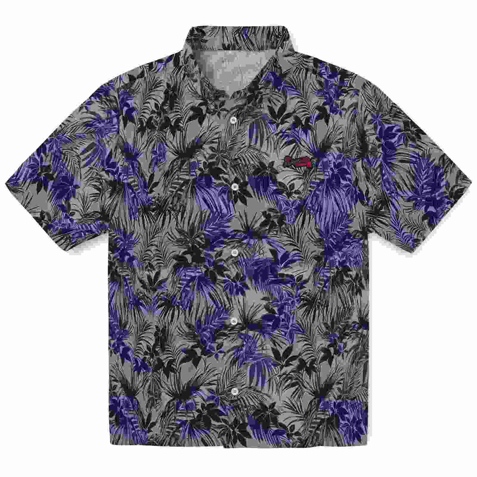 Atlanta Braves Leafy Pattern Navy Hawaiian Shirt