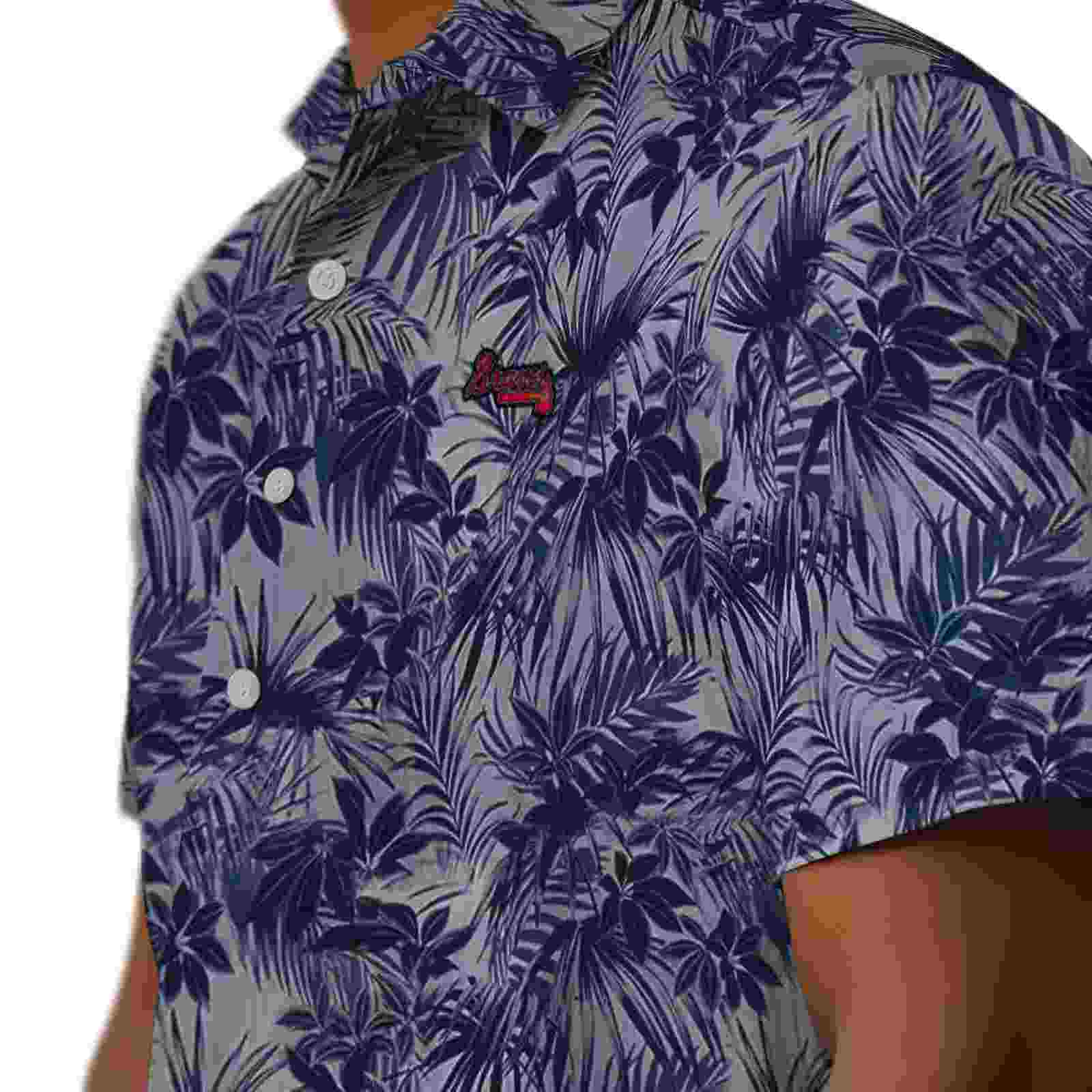 atlanta braves leafy pattern navy hawaiian shirt trendy