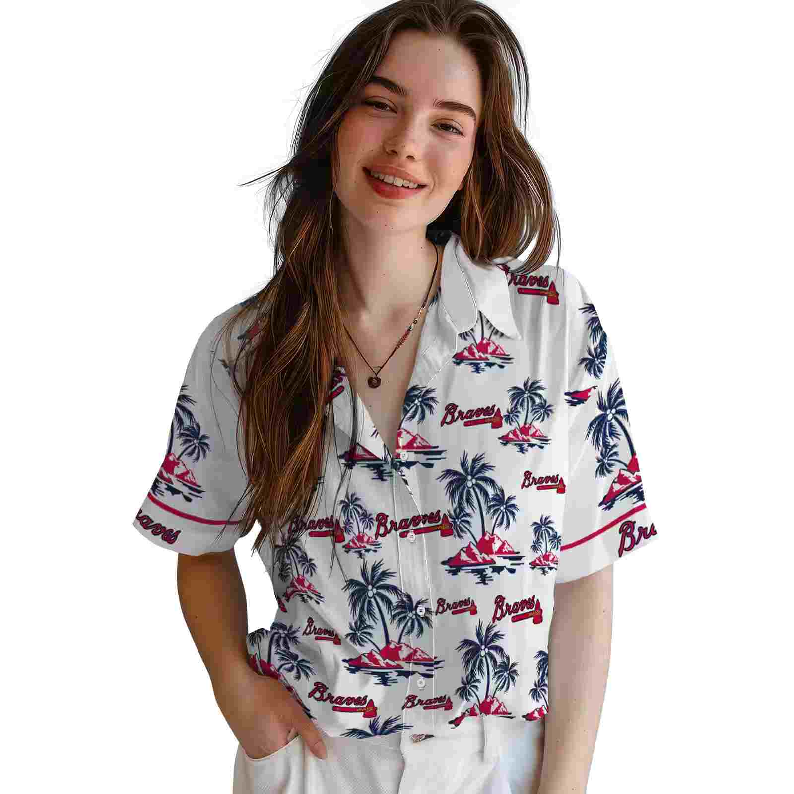 atlanta braves palm island print navy white hawaiian shirt latest model