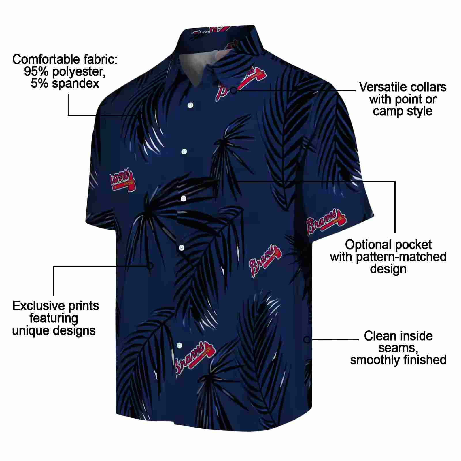 atlanta braves palm leaf navy hawaiian shirt new arrival