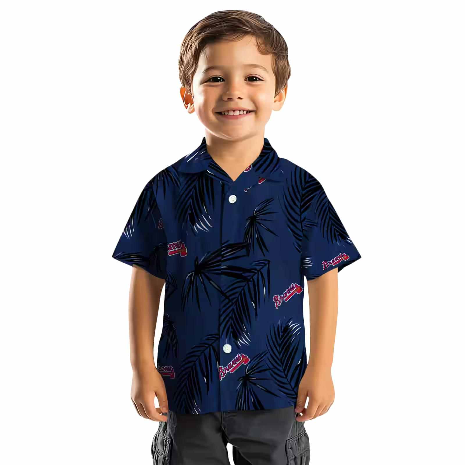 atlanta braves palm leaf navy hawaiian shirt top rated