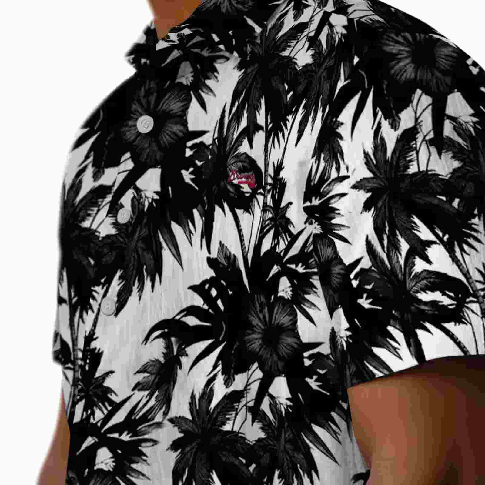 atlanta braves palm motifs black white hawaiian shirt trendy