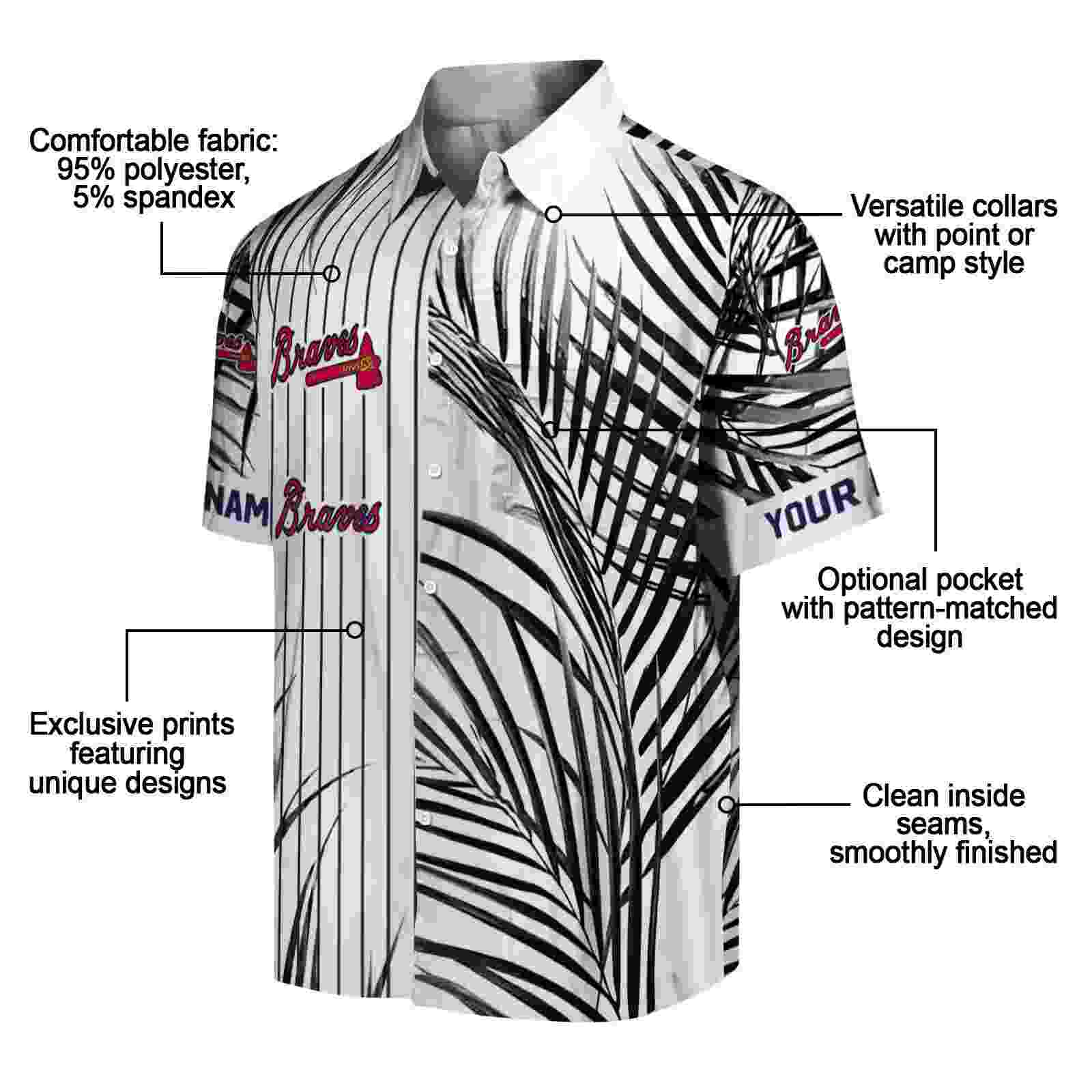 atlanta braves palm stripes navy black white hawaiian shirt new arrival