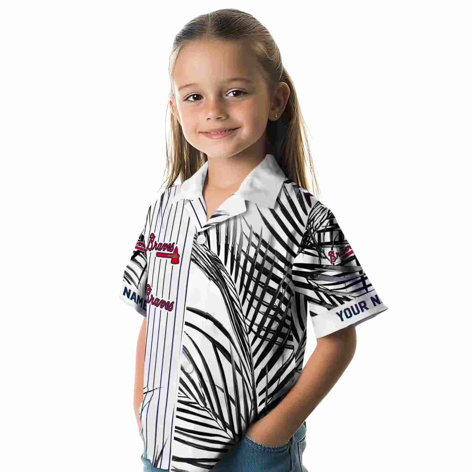 atlanta braves palm stripes navy black white hawaiian shirt premium grade