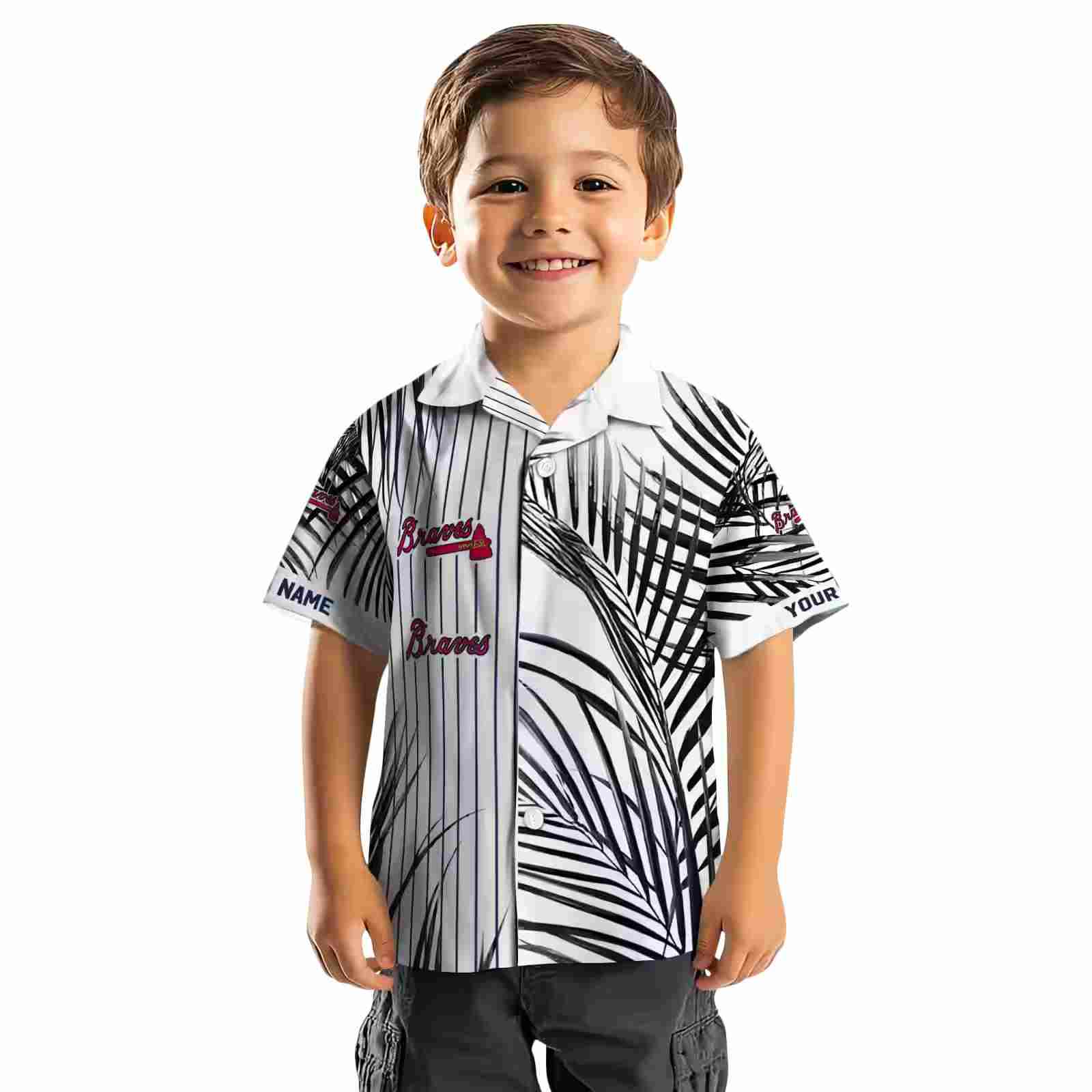 atlanta braves palm stripes navy black white hawaiian shirt top rated