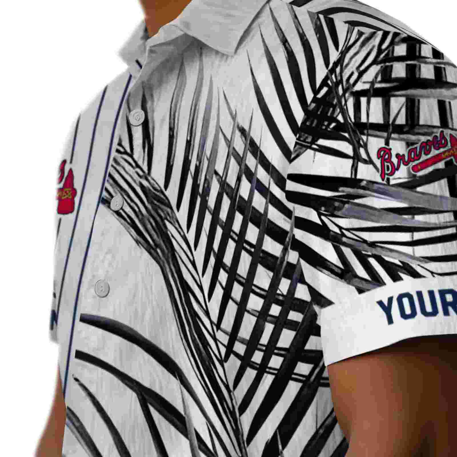 atlanta braves palm stripes navy black white hawaiian shirt trendy