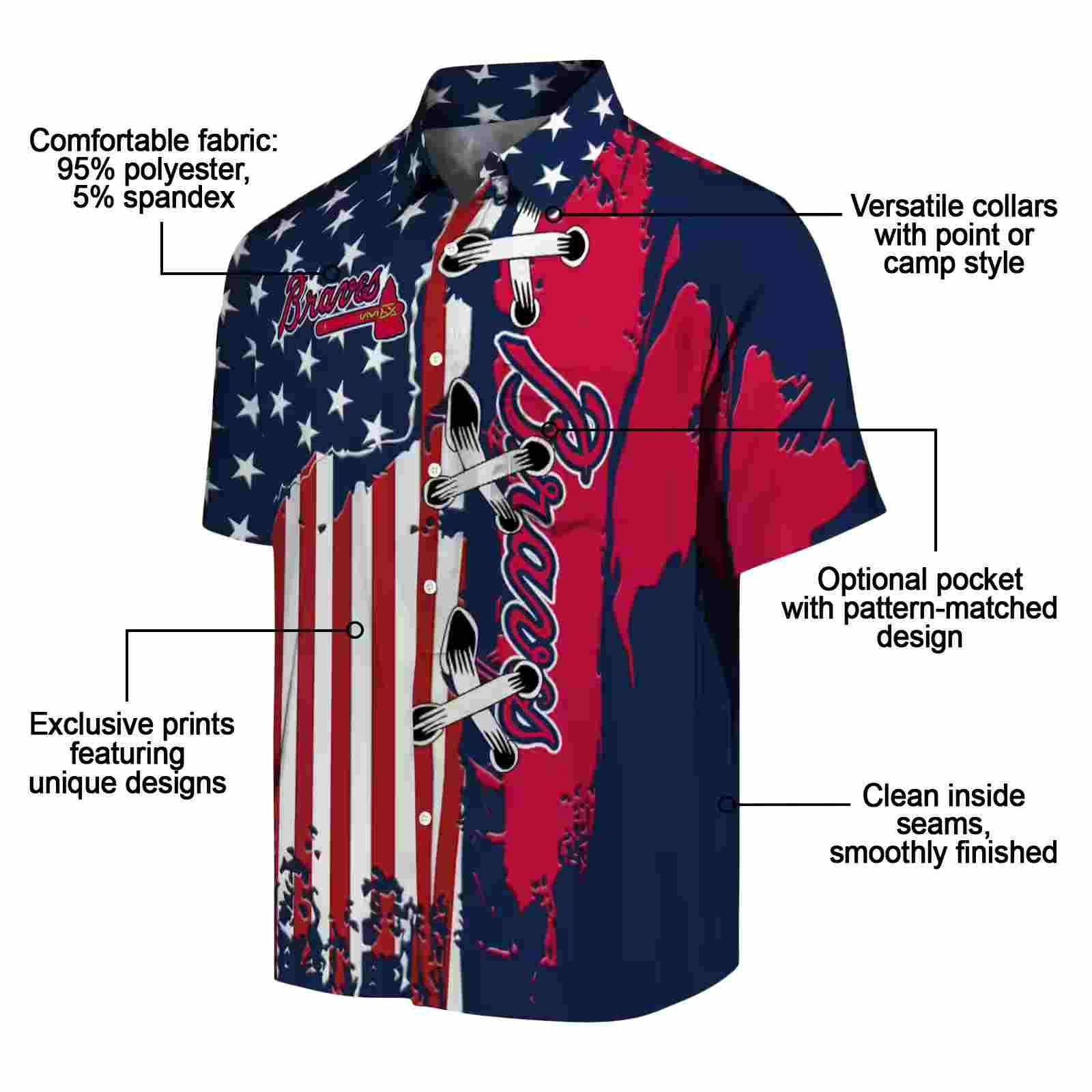 atlanta braves stitched flag navy hawaiian shirt new arrival