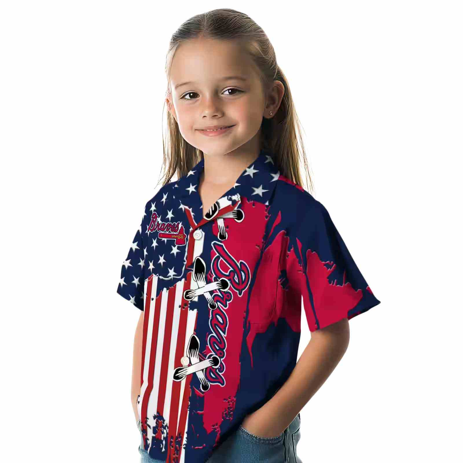 atlanta braves stitched flag navy hawaiian shirt premium grade