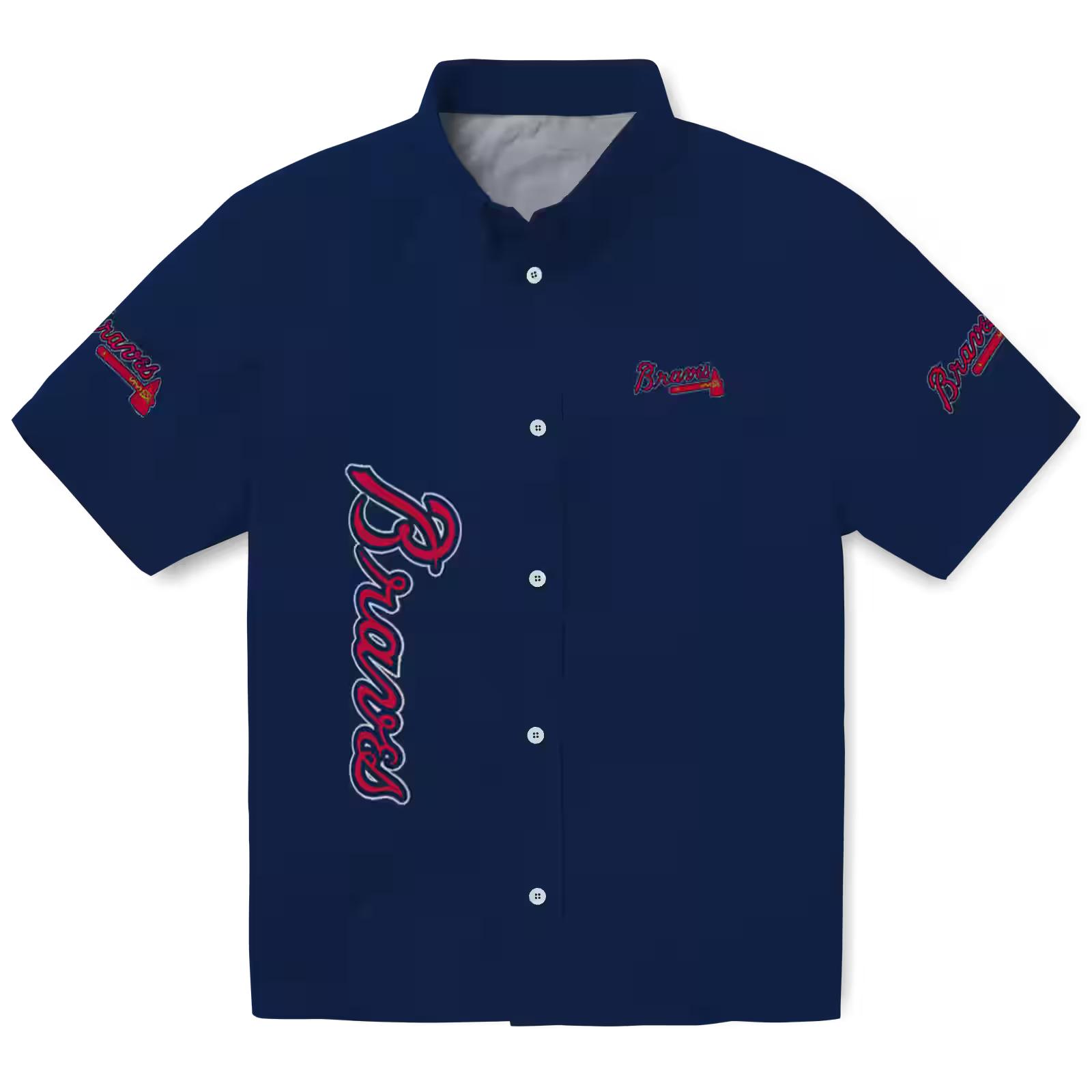 Atlanta Braves Stuart Minion Navy Hawaiian Shirt