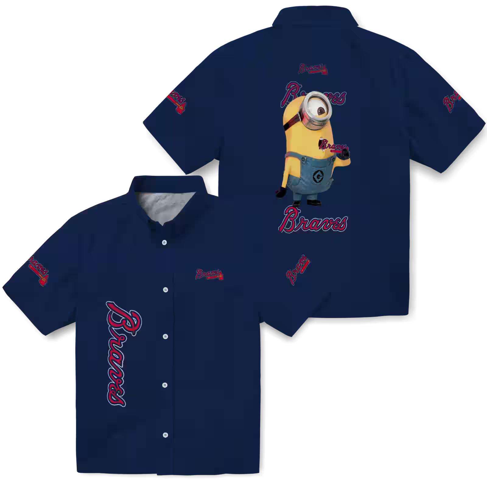 atlanta braves stuart minion navy hawaiian shirt high quality