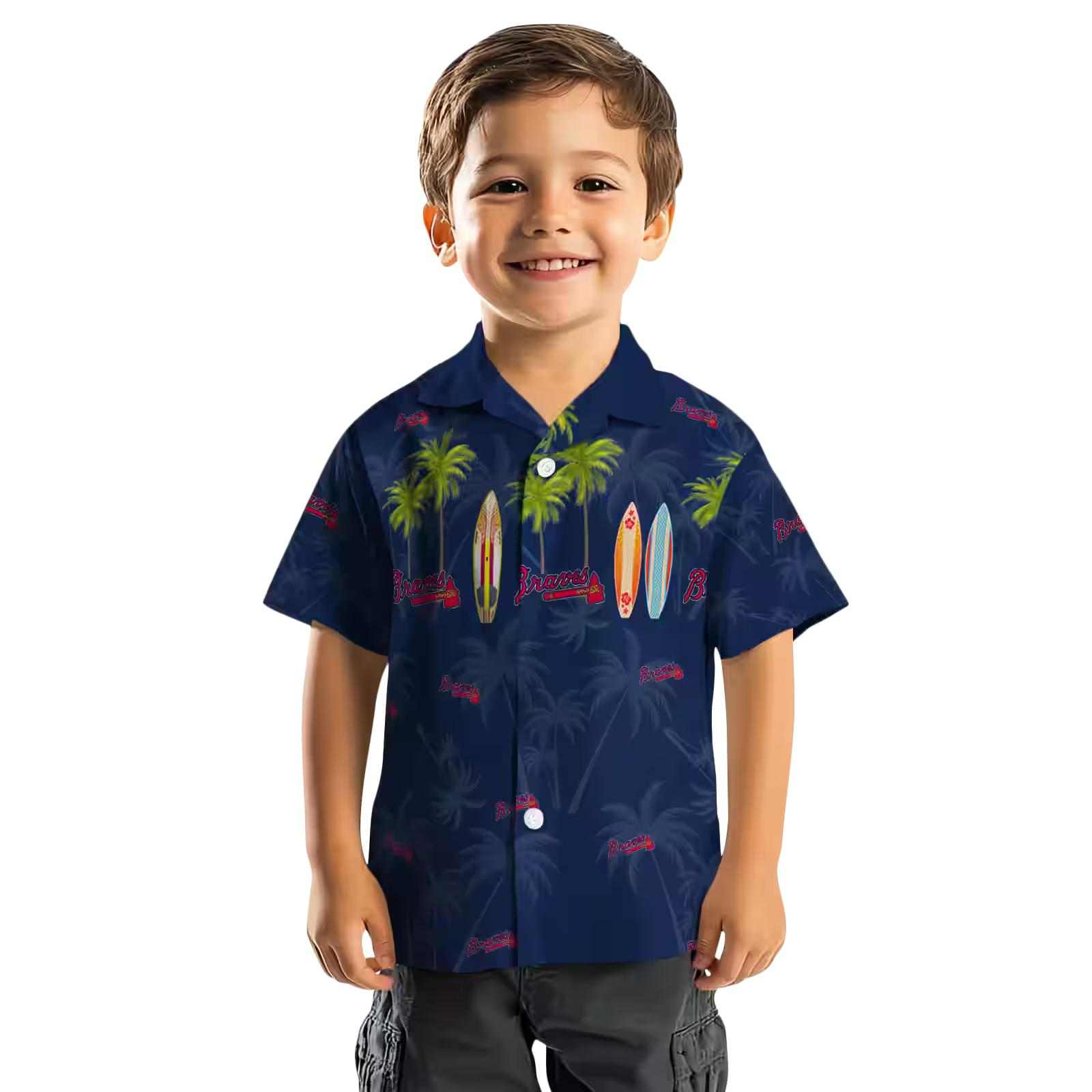 atlanta braves surfboard palm navy hawaiian shirt top rated