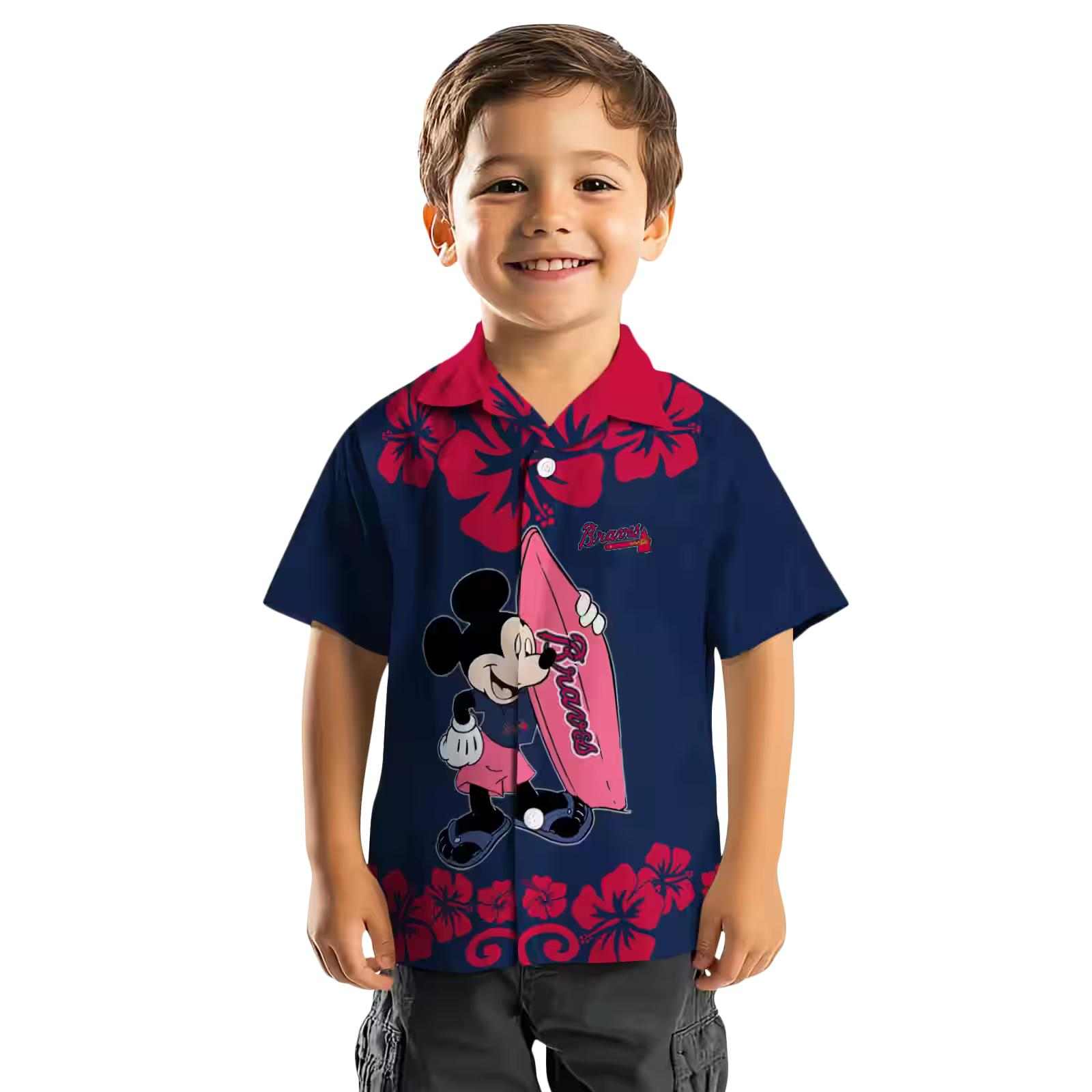 atlanta braves surfing mickey navy hawaiian shirt top rated