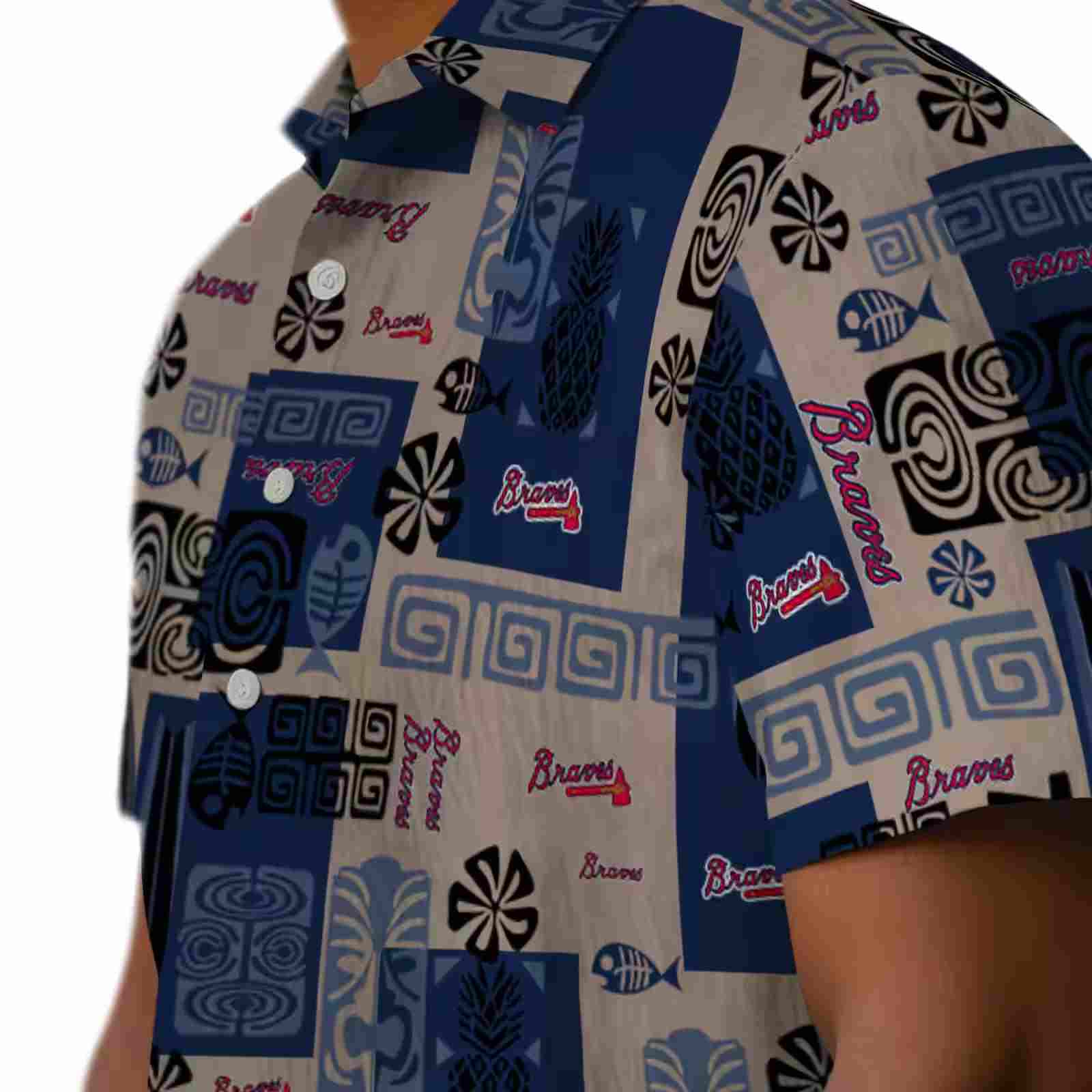 atlanta braves tribal symbols navy hawaiian shirt trendy