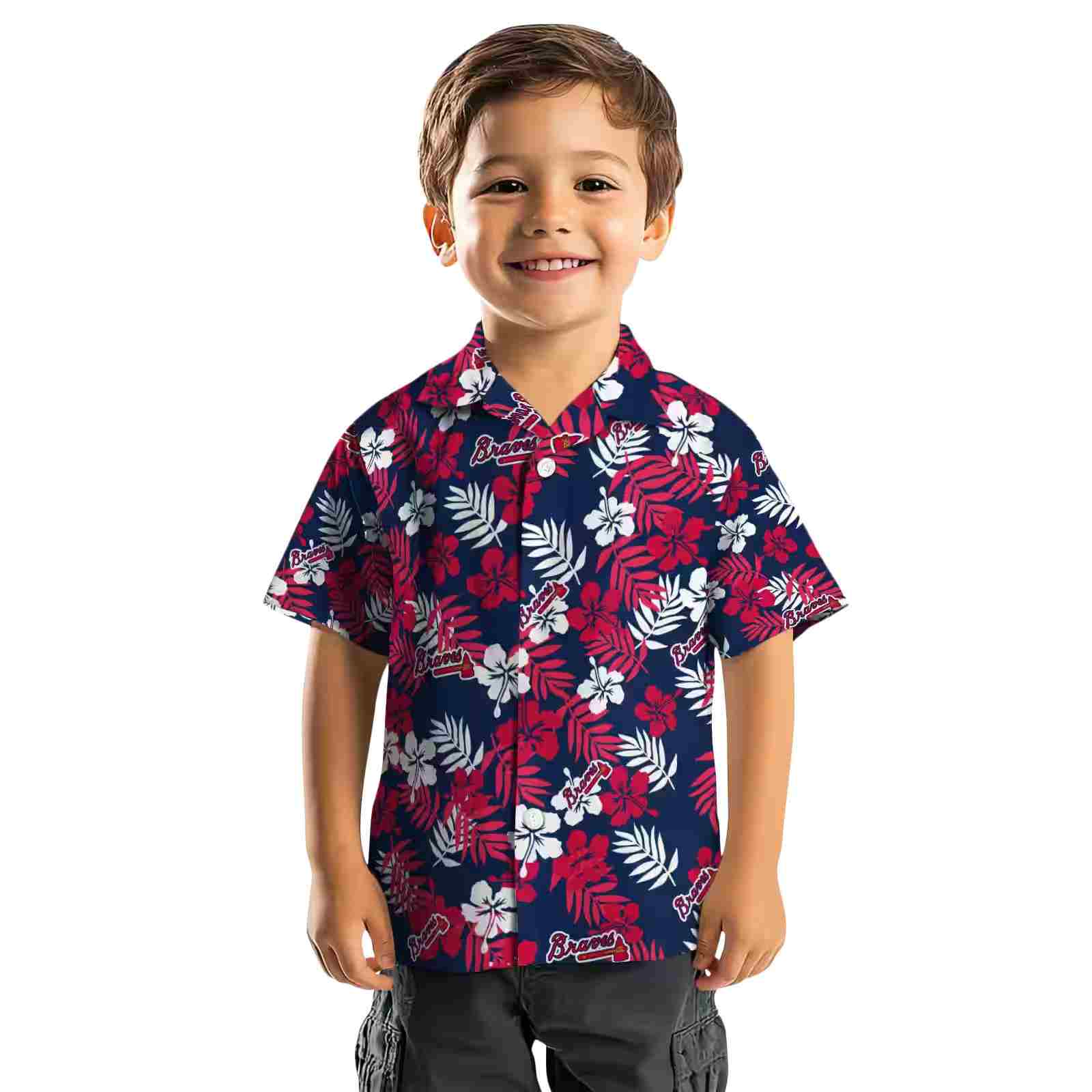 atlanta braves tropical floral navy hawaiian shirt top rated