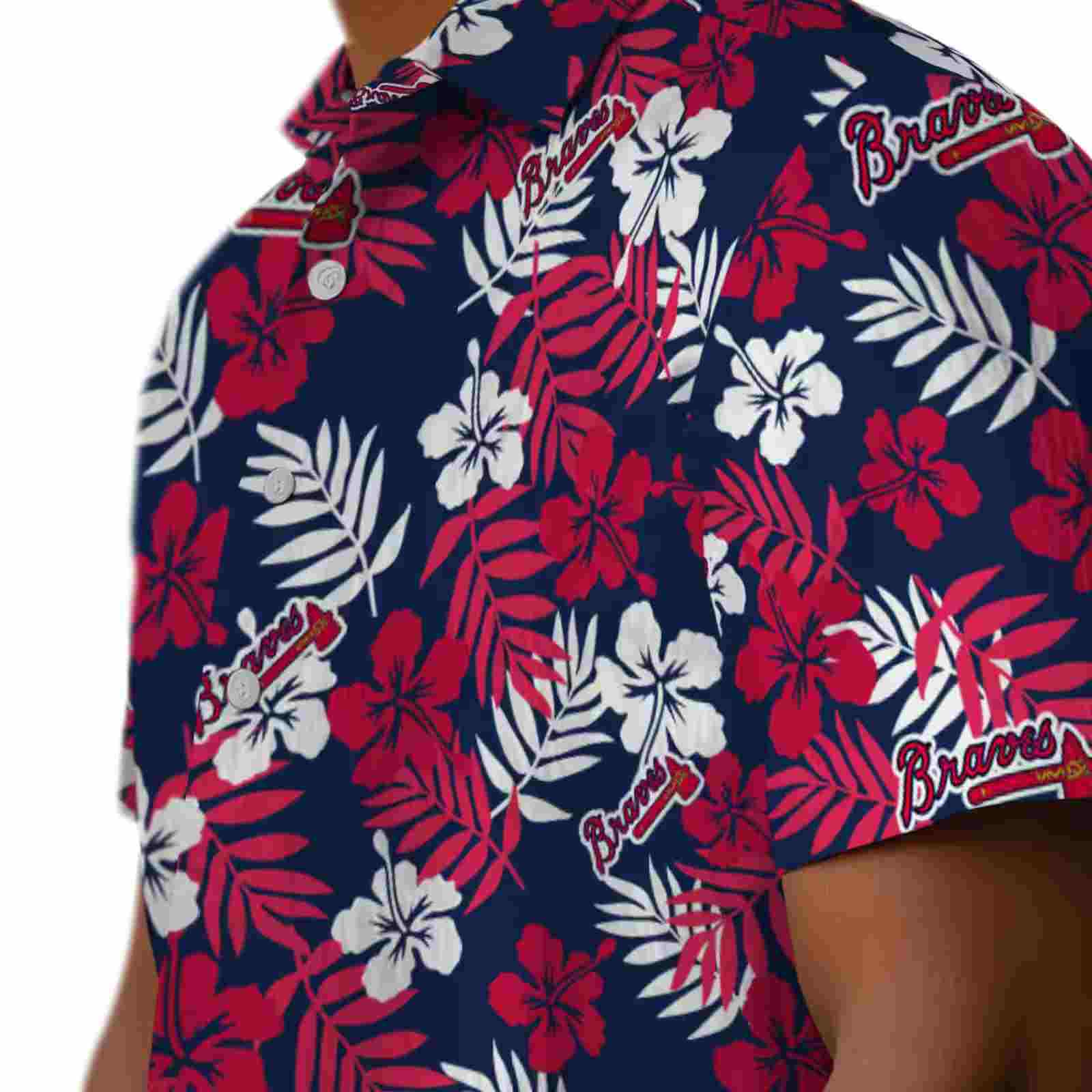 atlanta braves tropical floral navy hawaiian shirt trendy