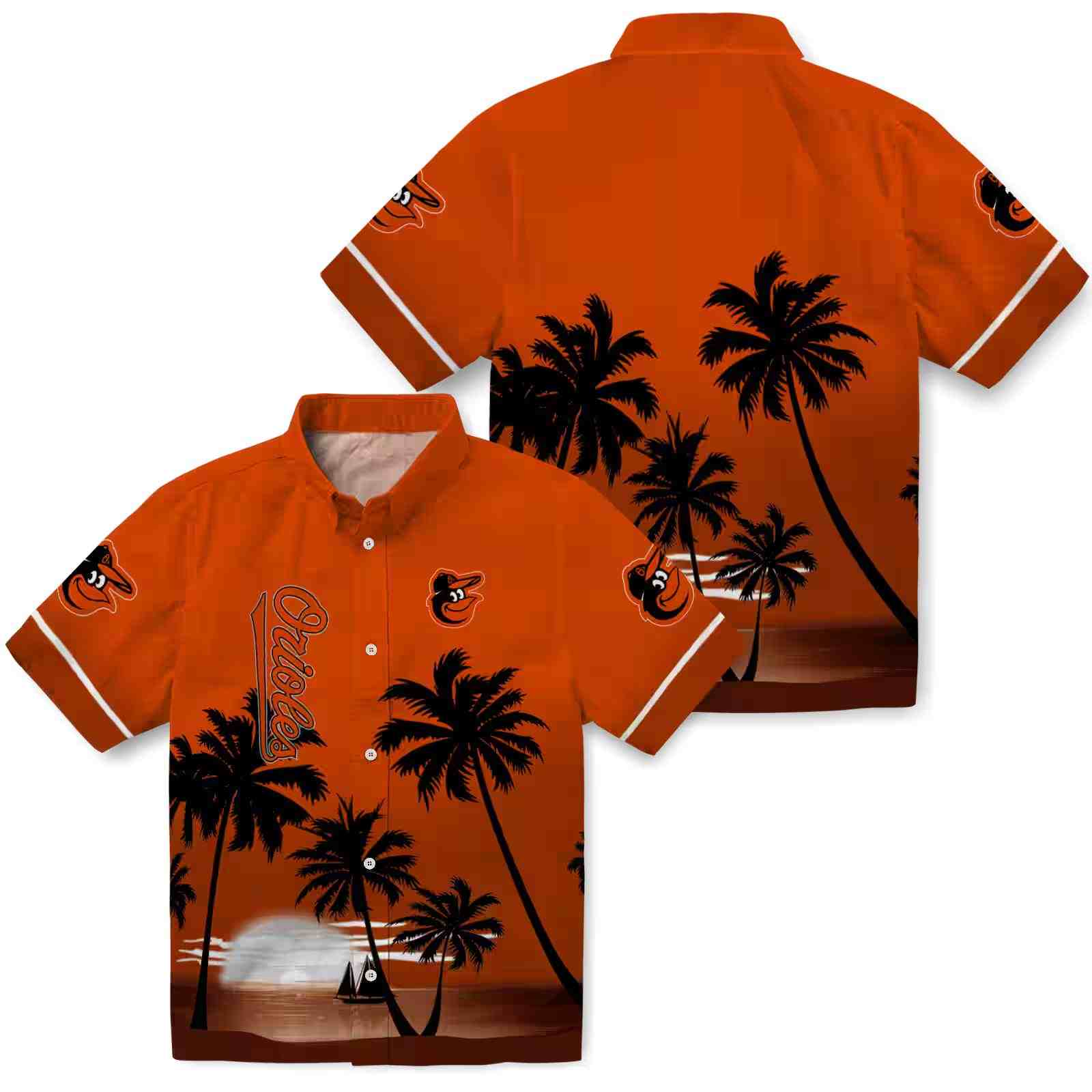 baltimore orioles beach sunset orange black hawaiian shirt high quality