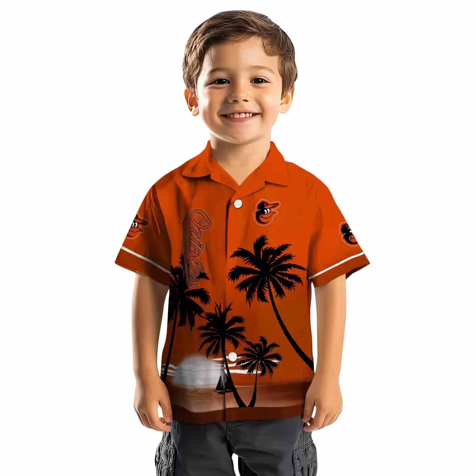 baltimore orioles beach sunset orange black hawaiian shirt top rated