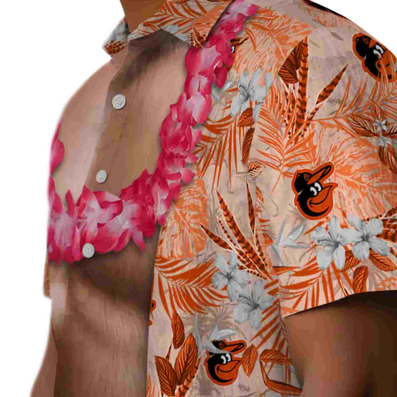 baltimore orioles chest illusion orange hawaiian shirt trendy