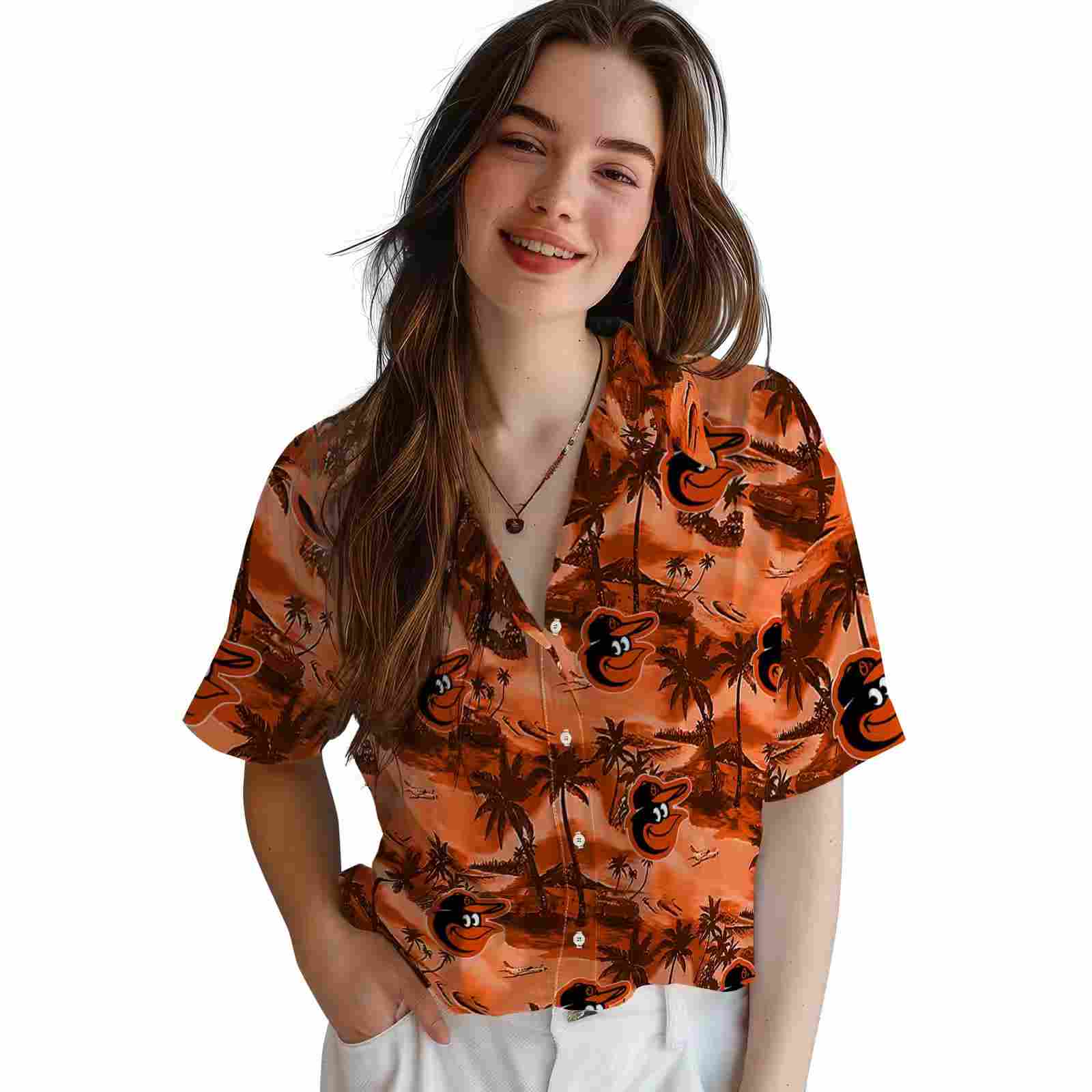 baltimore orioles coastal palms orange hawaiian shirt latest model