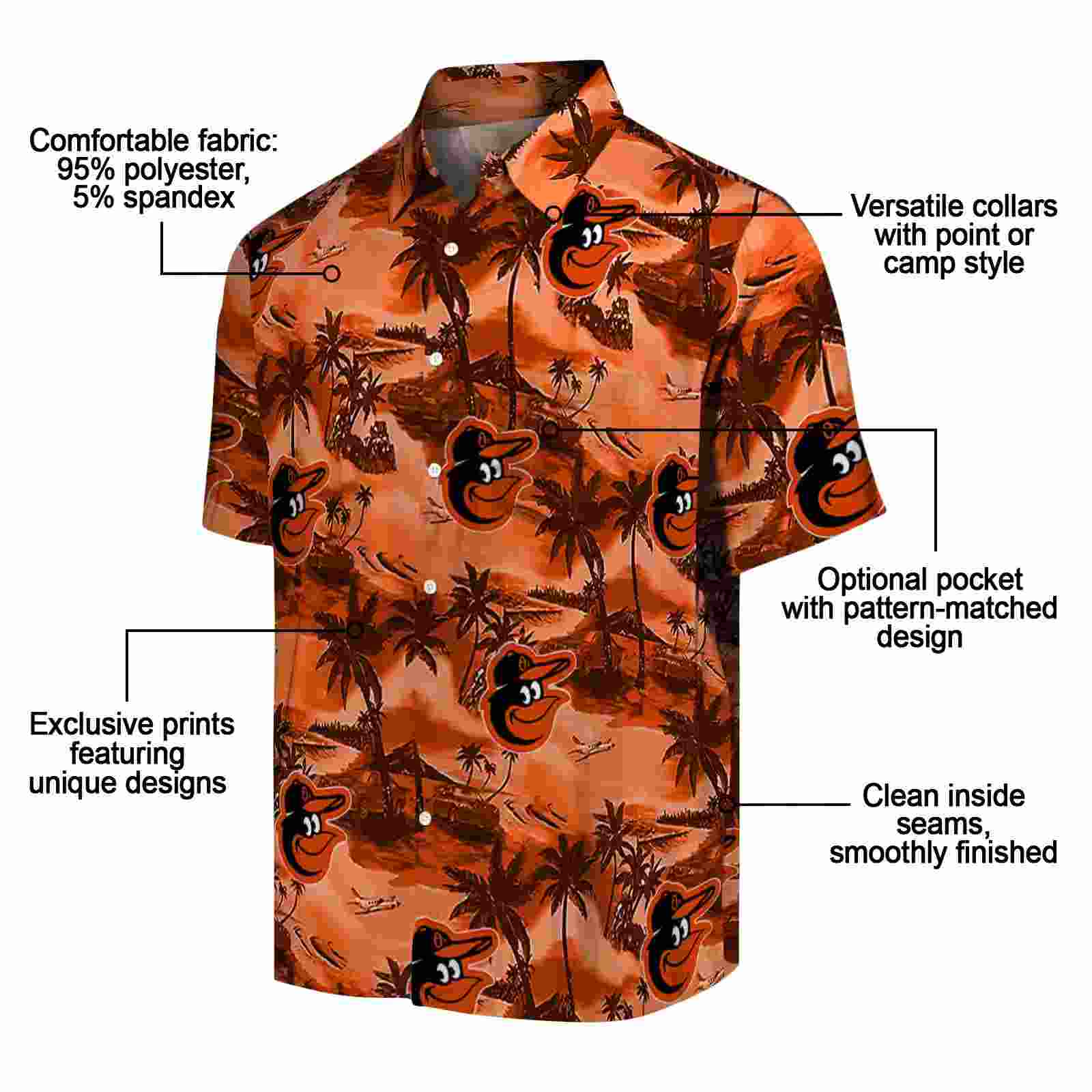 baltimore orioles coastal palms orange hawaiian shirt new arrival