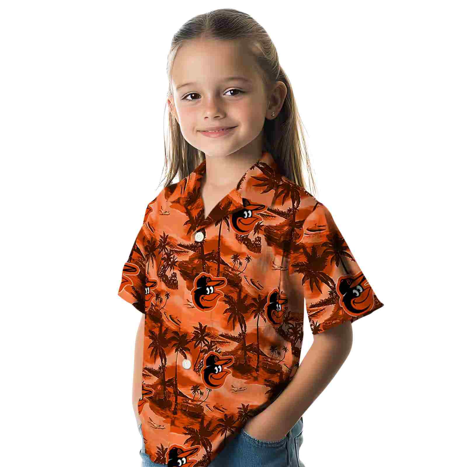 baltimore orioles coastal palms orange hawaiian shirt premium grade