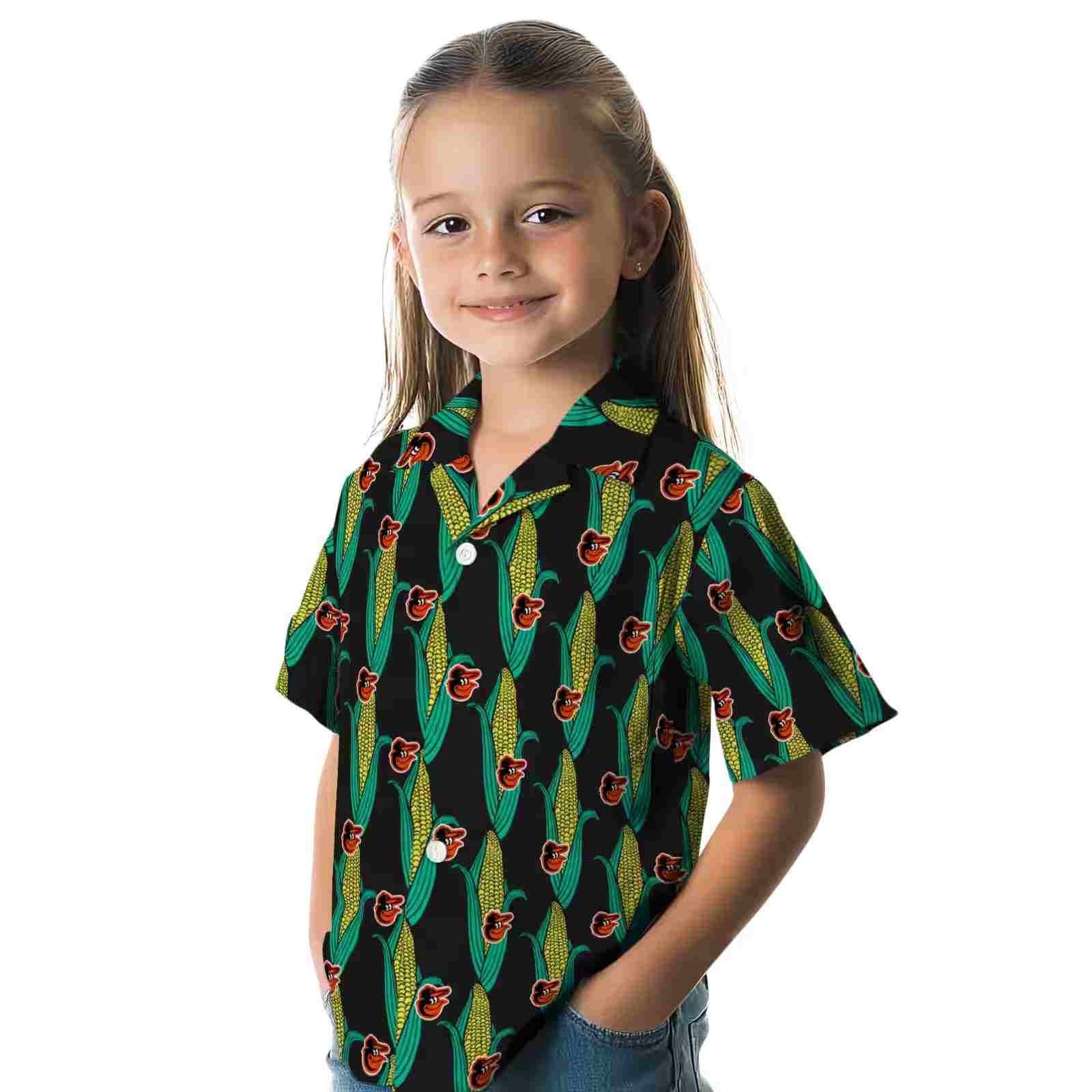 baltimore orioles corn motifs black green hawaiian shirt premium grade