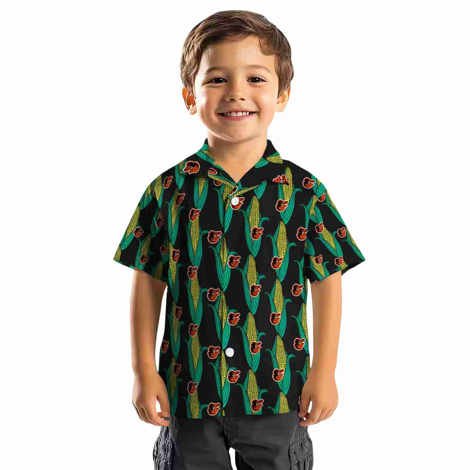 baltimore orioles corn motifs black green hawaiian shirt top rated