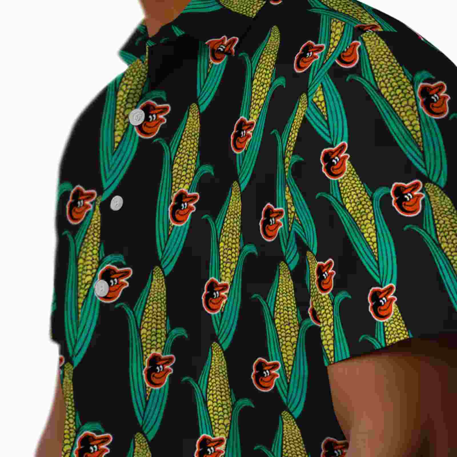 baltimore orioles corn motifs black green hawaiian shirt trendy