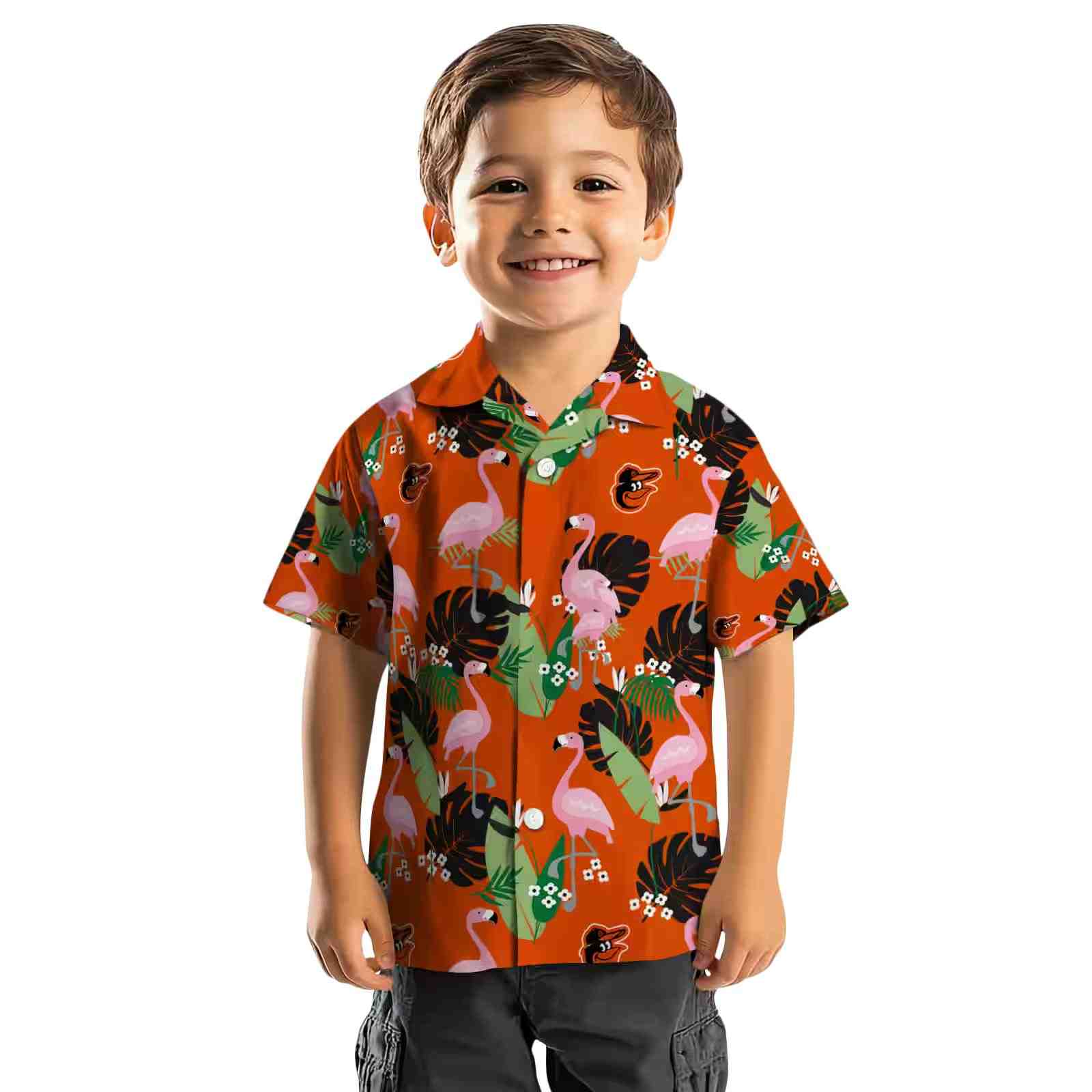 baltimore orioles flamingo leaf motif orange hawaiian shirt top rated