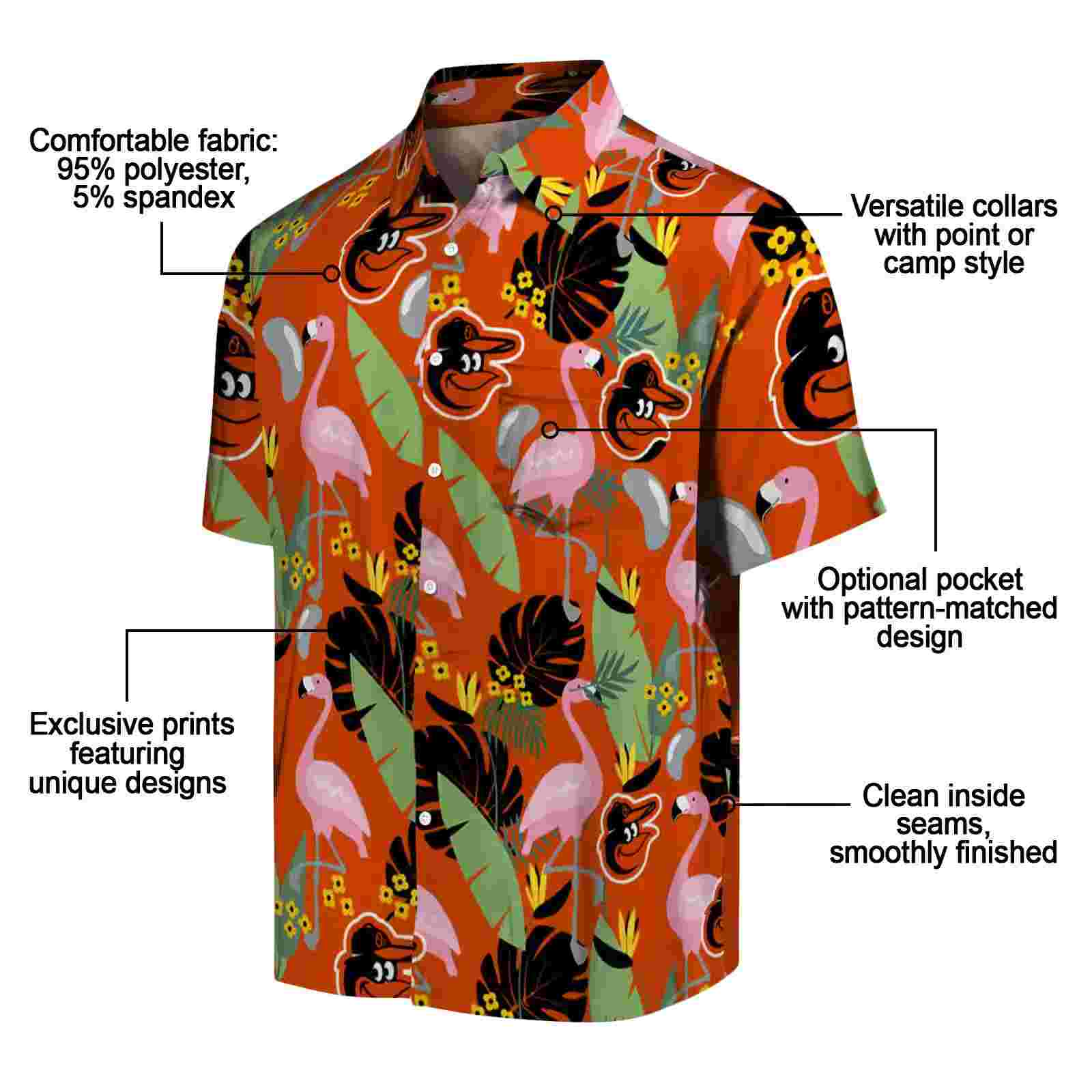 baltimore orioles flamingo leaves orange hawaiian shirt new arrival