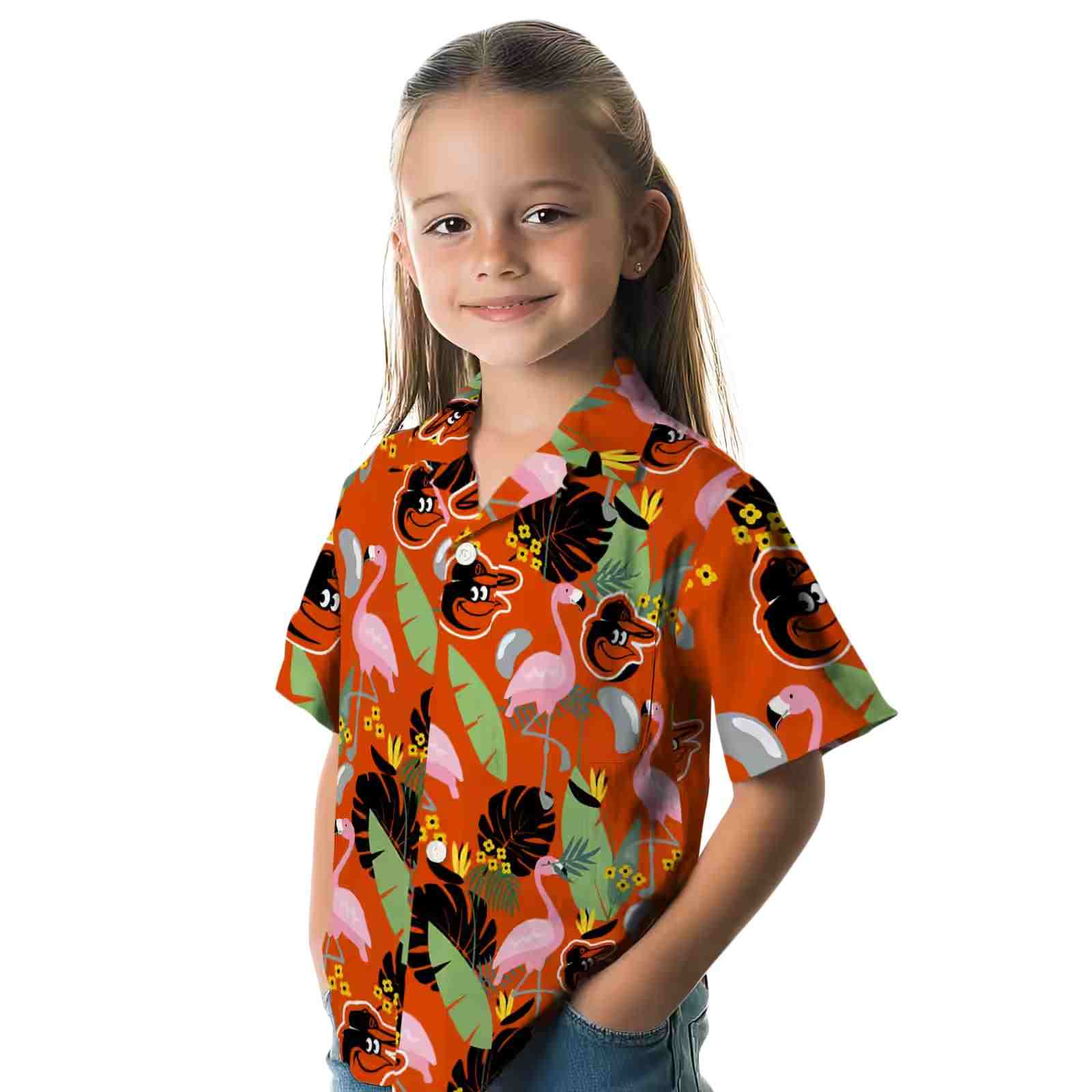 baltimore orioles flamingo leaves orange hawaiian shirt premium grade