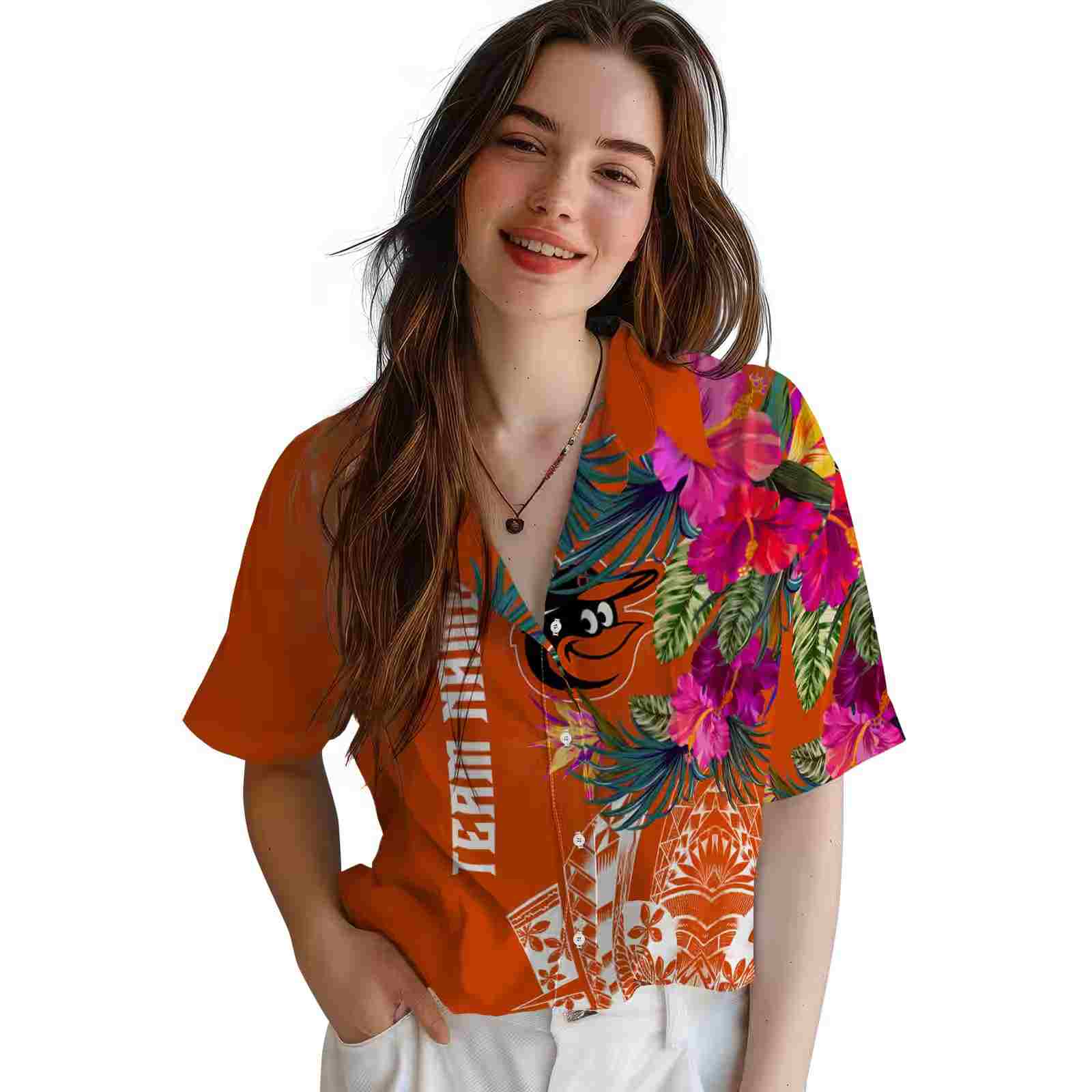 baltimore orioles floral polynesian orange hawaiian shirt latest model