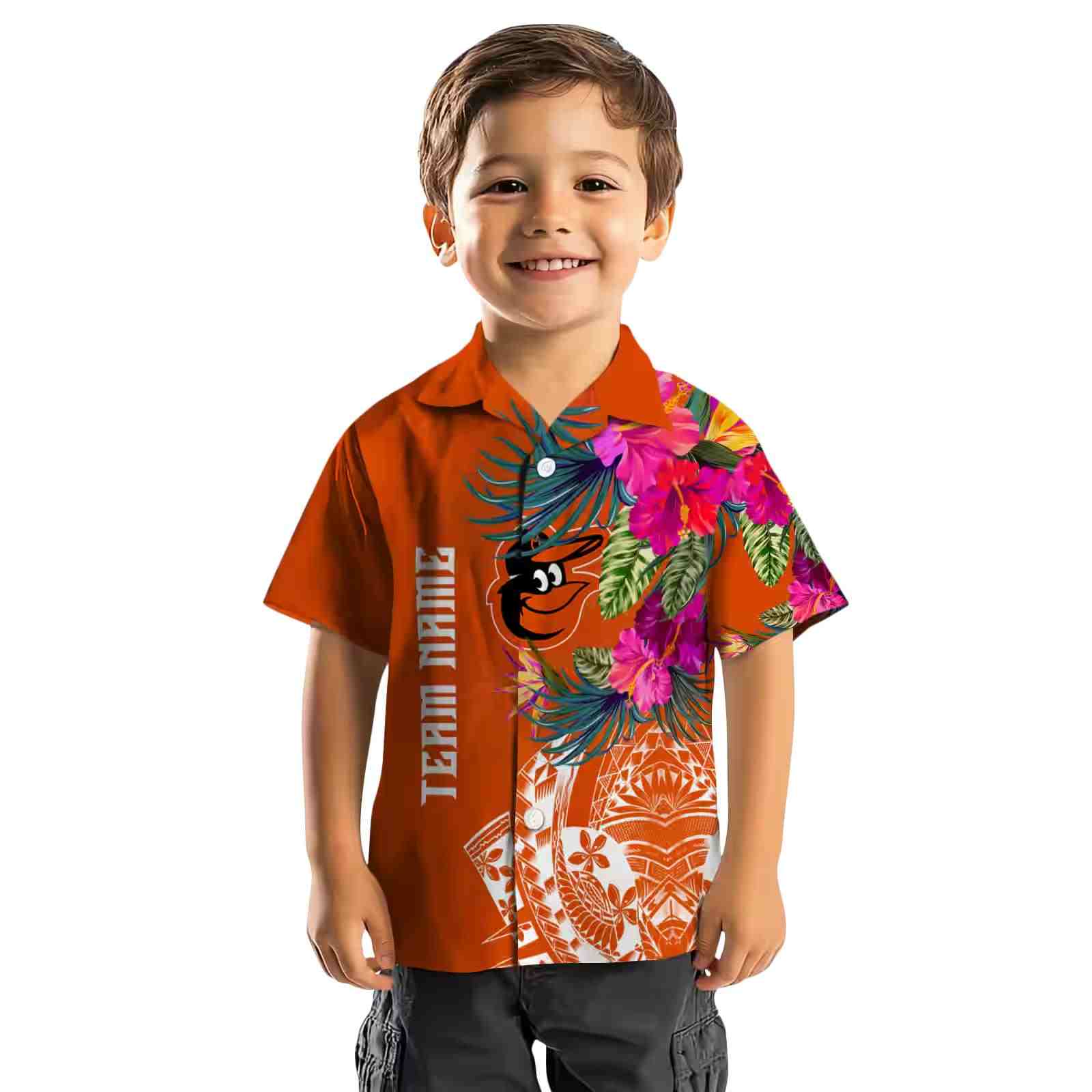 baltimore orioles floral polynesian orange hawaiian shirt top rated