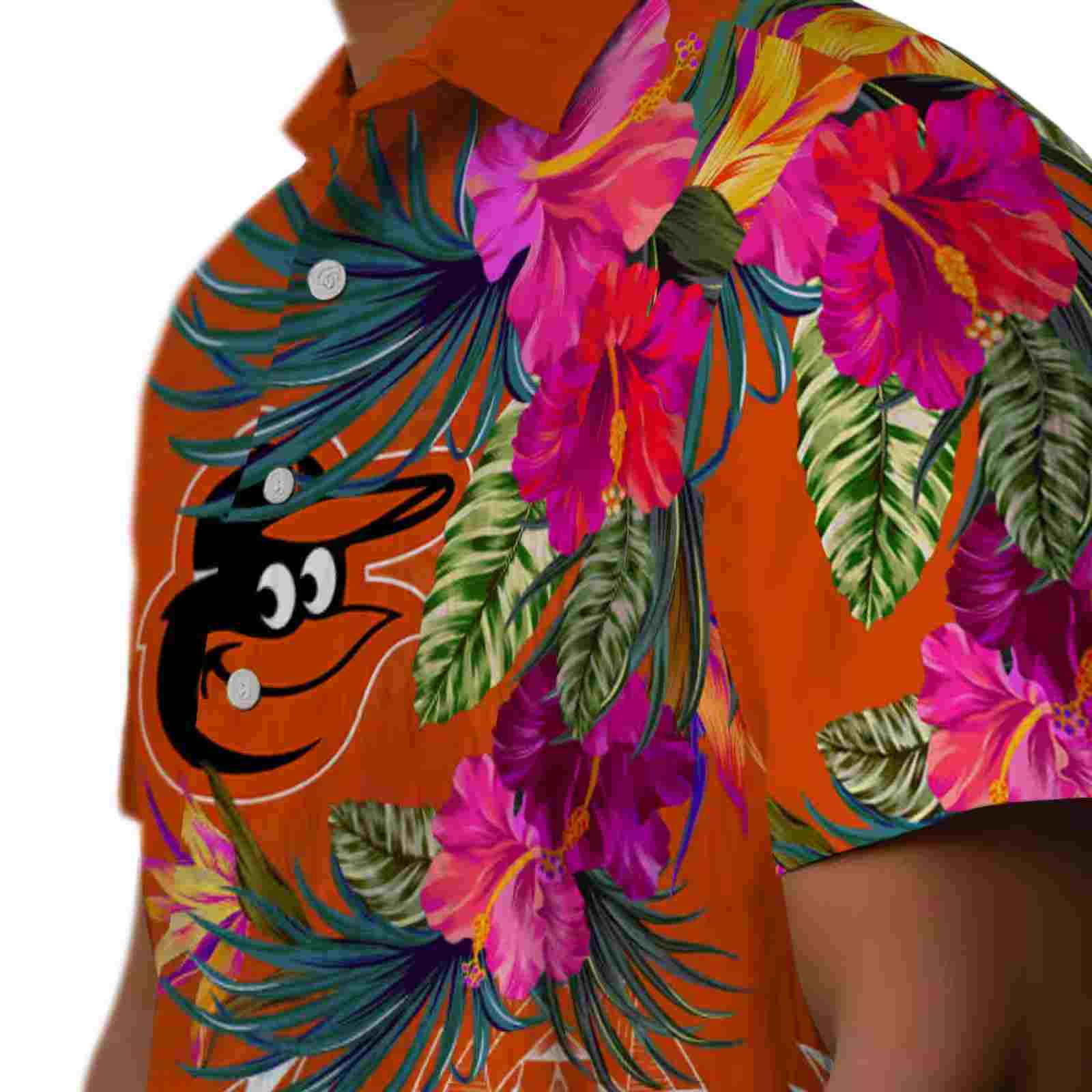 baltimore orioles floral polynesian orange hawaiian shirt trendy