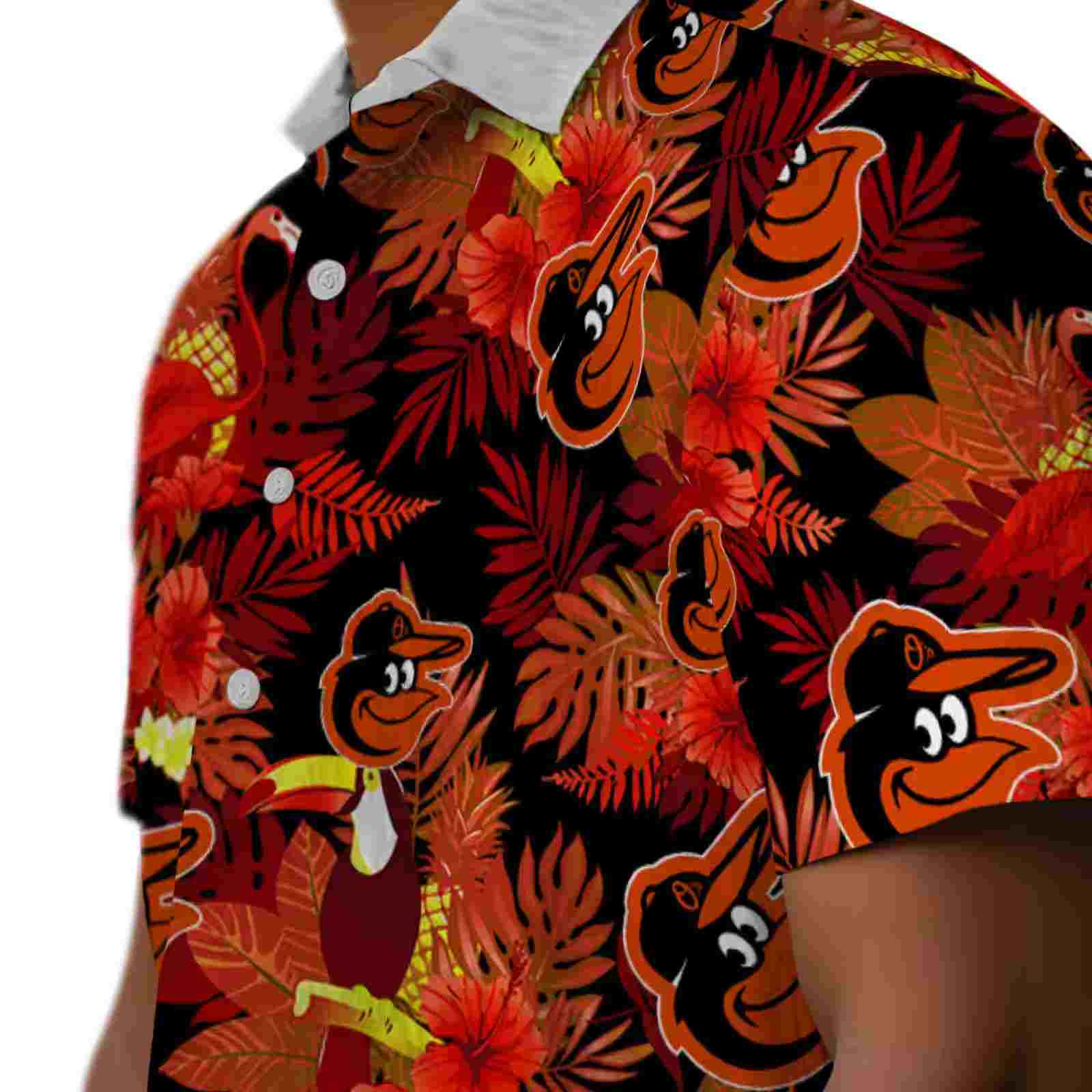 baltimore orioles floral toucan orange red hawaiian shirt trendy