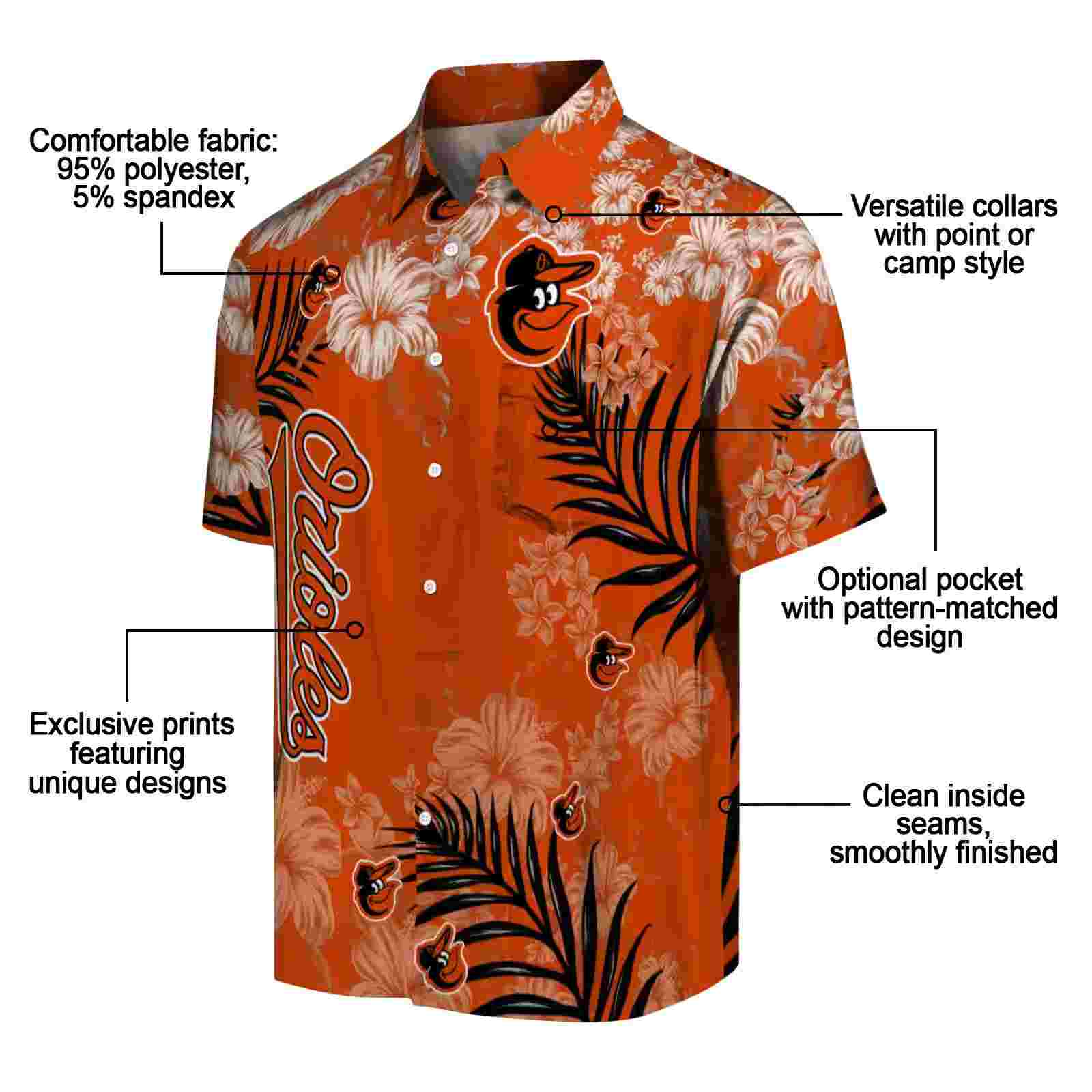 baltimore orioles hibiscus print orange hawaiian shirt new arrival