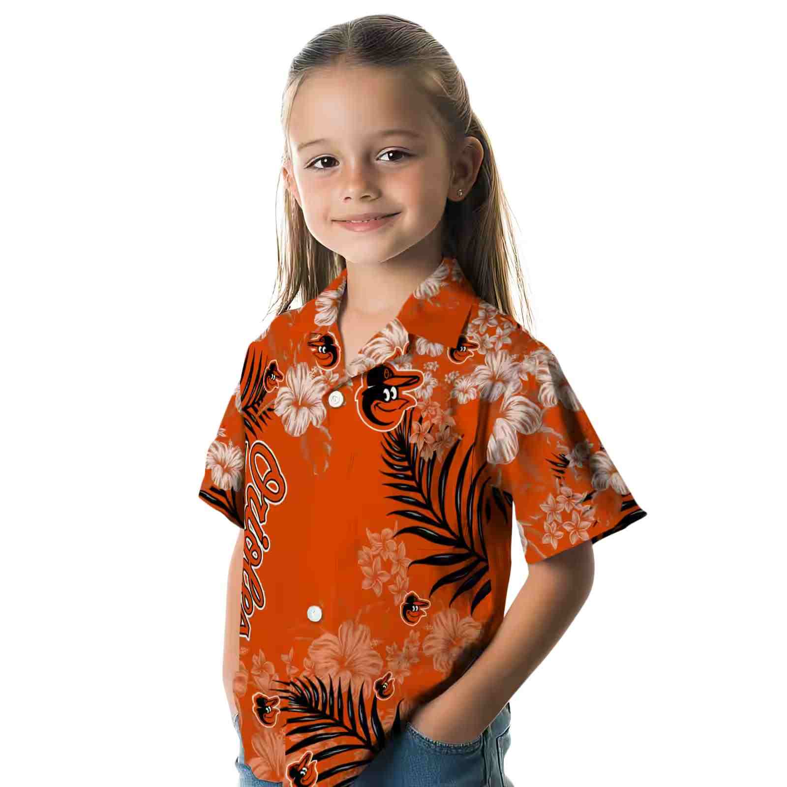 baltimore orioles hibiscus print orange hawaiian shirt premium grade