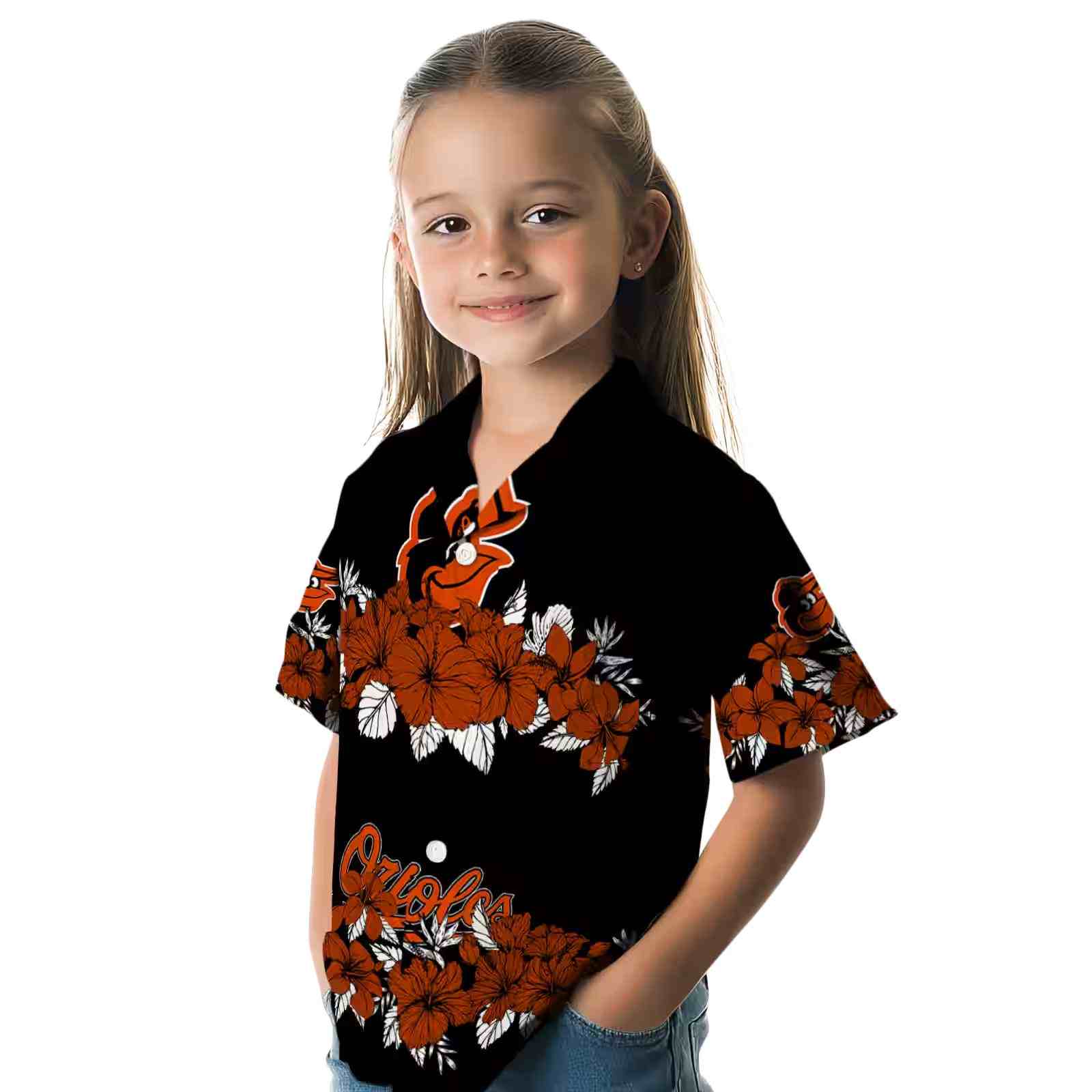 baltimore orioles hibiscus stripe orange black hawaiian shirt premium grade