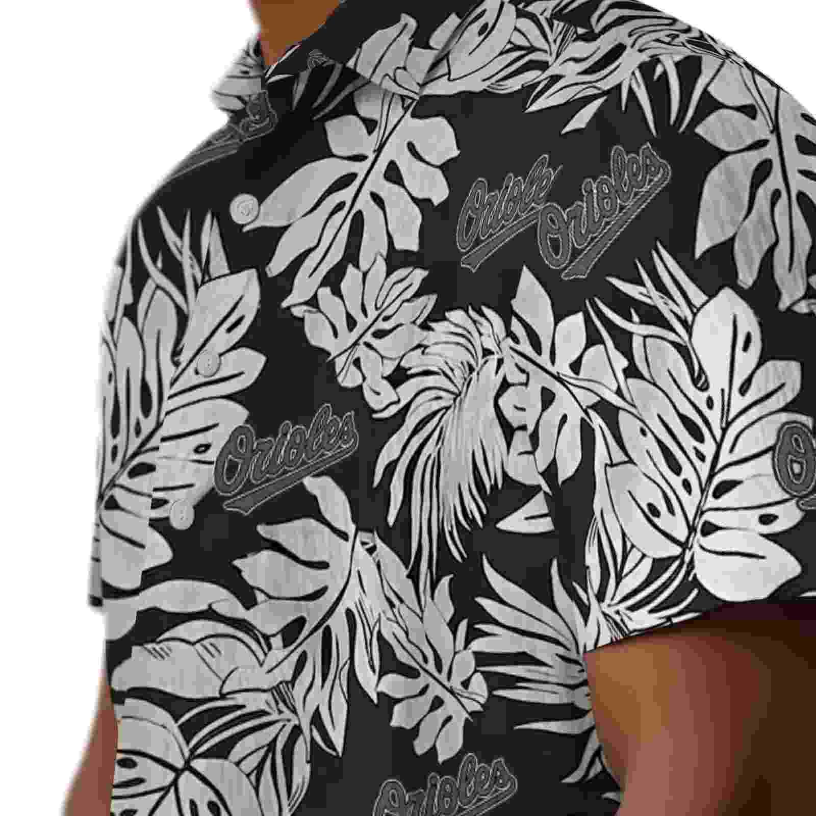 baltimore orioles monstera leaf pattern black hawaiian shirt trendy