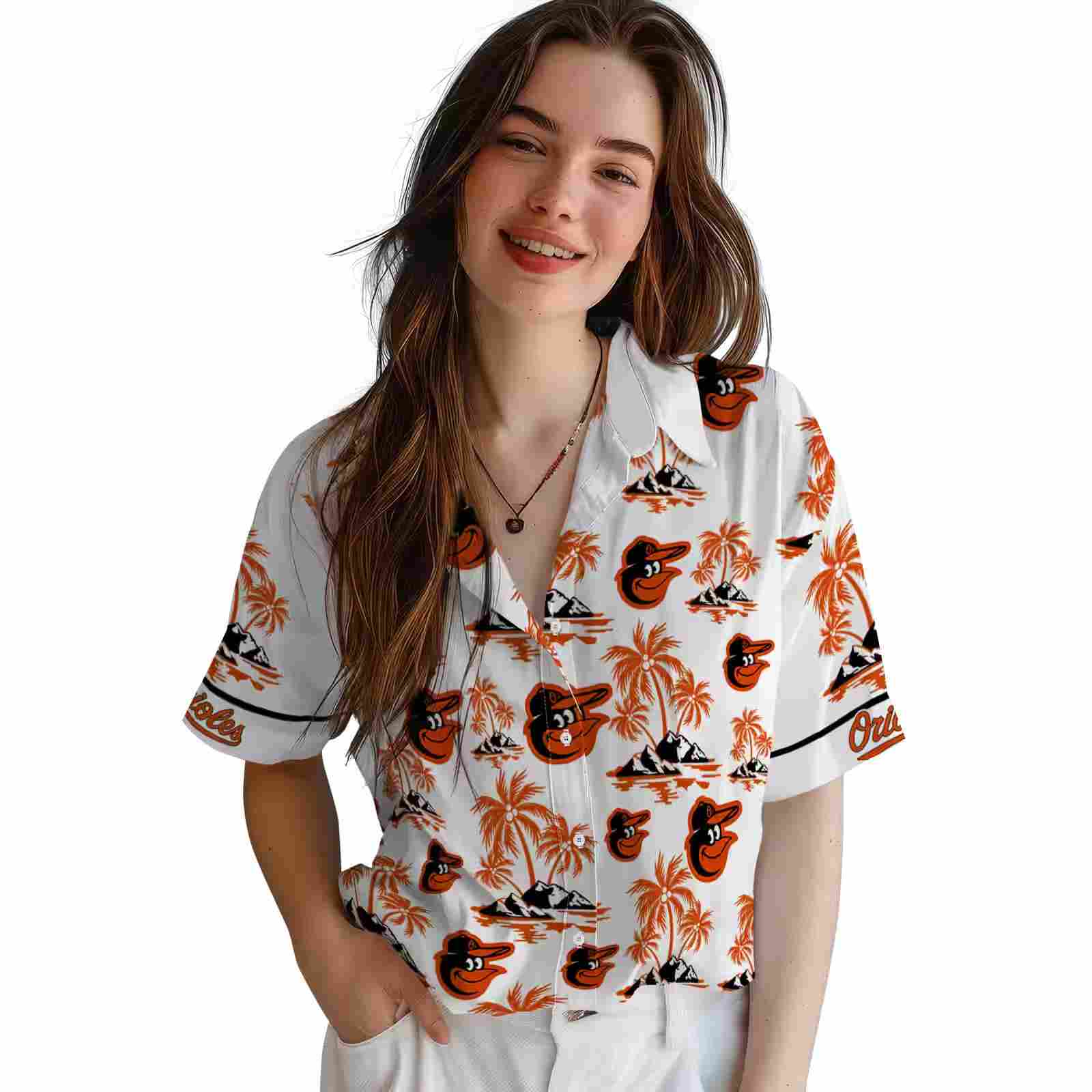 baltimore orioles palm island print orange white hawaiian shirt latest model