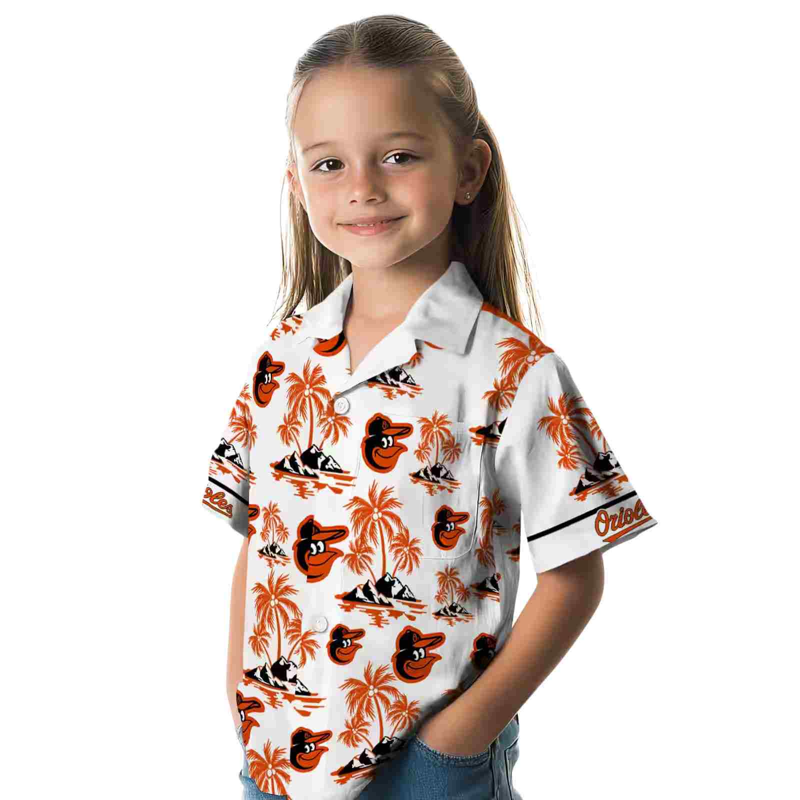 baltimore orioles palm island print orange white hawaiian shirt premium grade