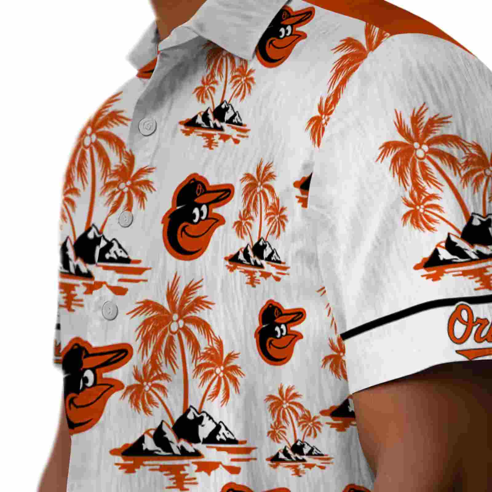 baltimore orioles palm island print orange white hawaiian shirt trendy