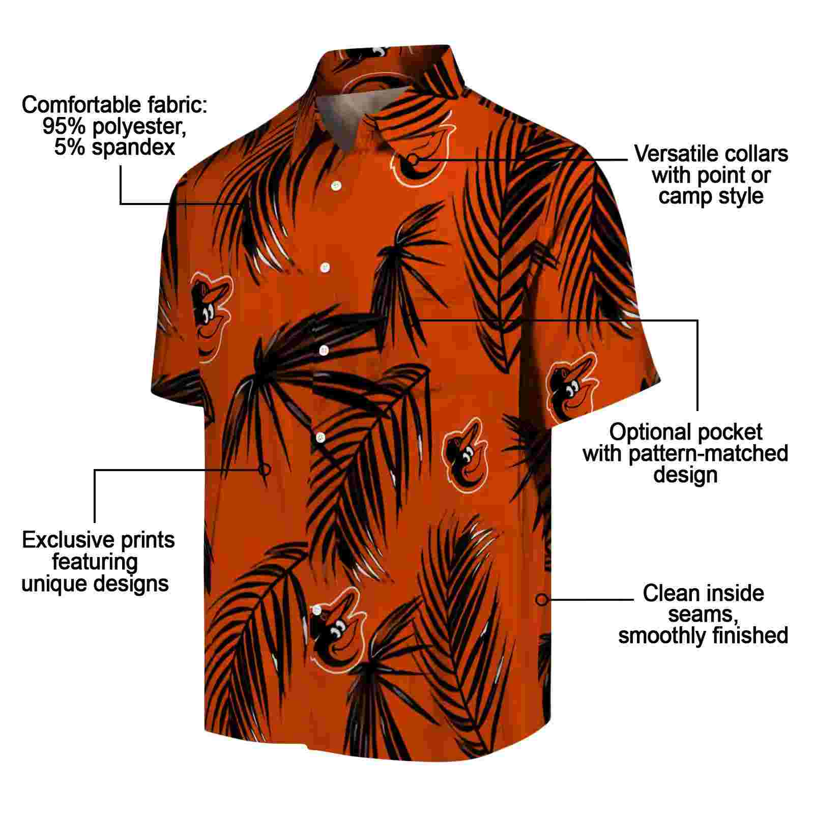 baltimore orioles palm leaf orange hawaiian shirt new arrival