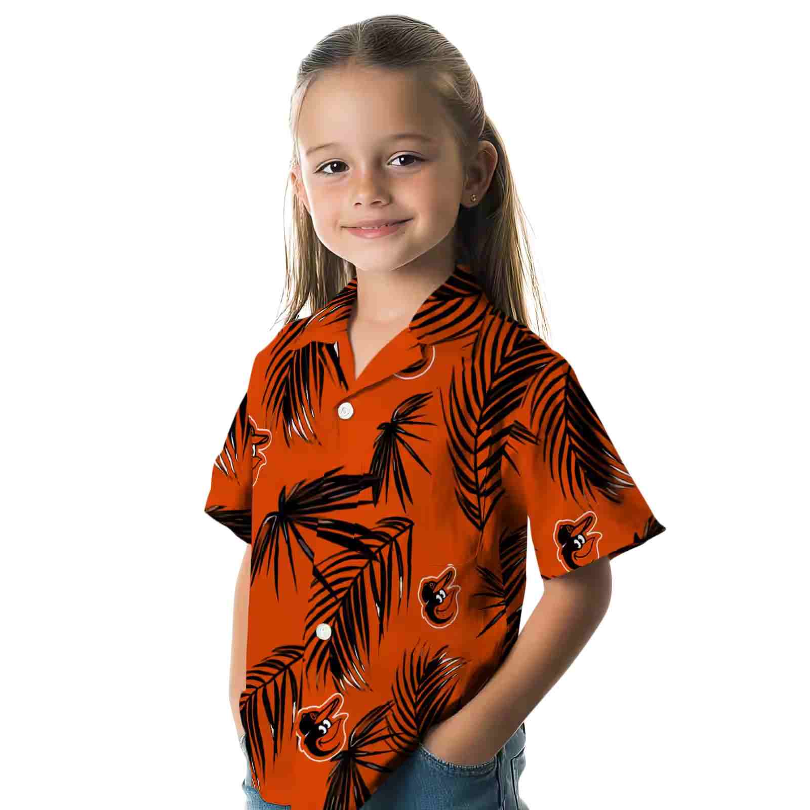 baltimore orioles palm leaf orange hawaiian shirt premium grade