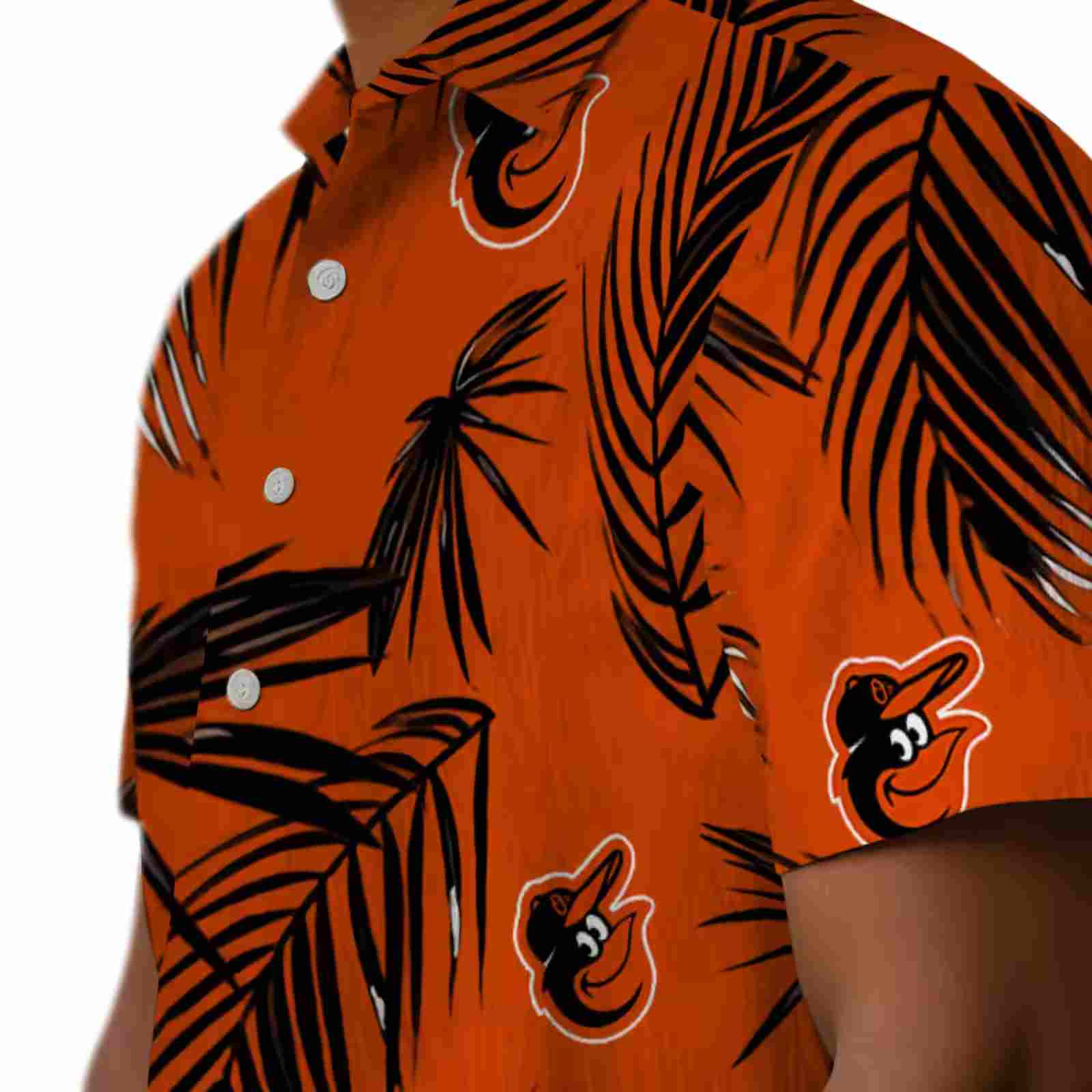 baltimore orioles palm leaf orange hawaiian shirt trendy