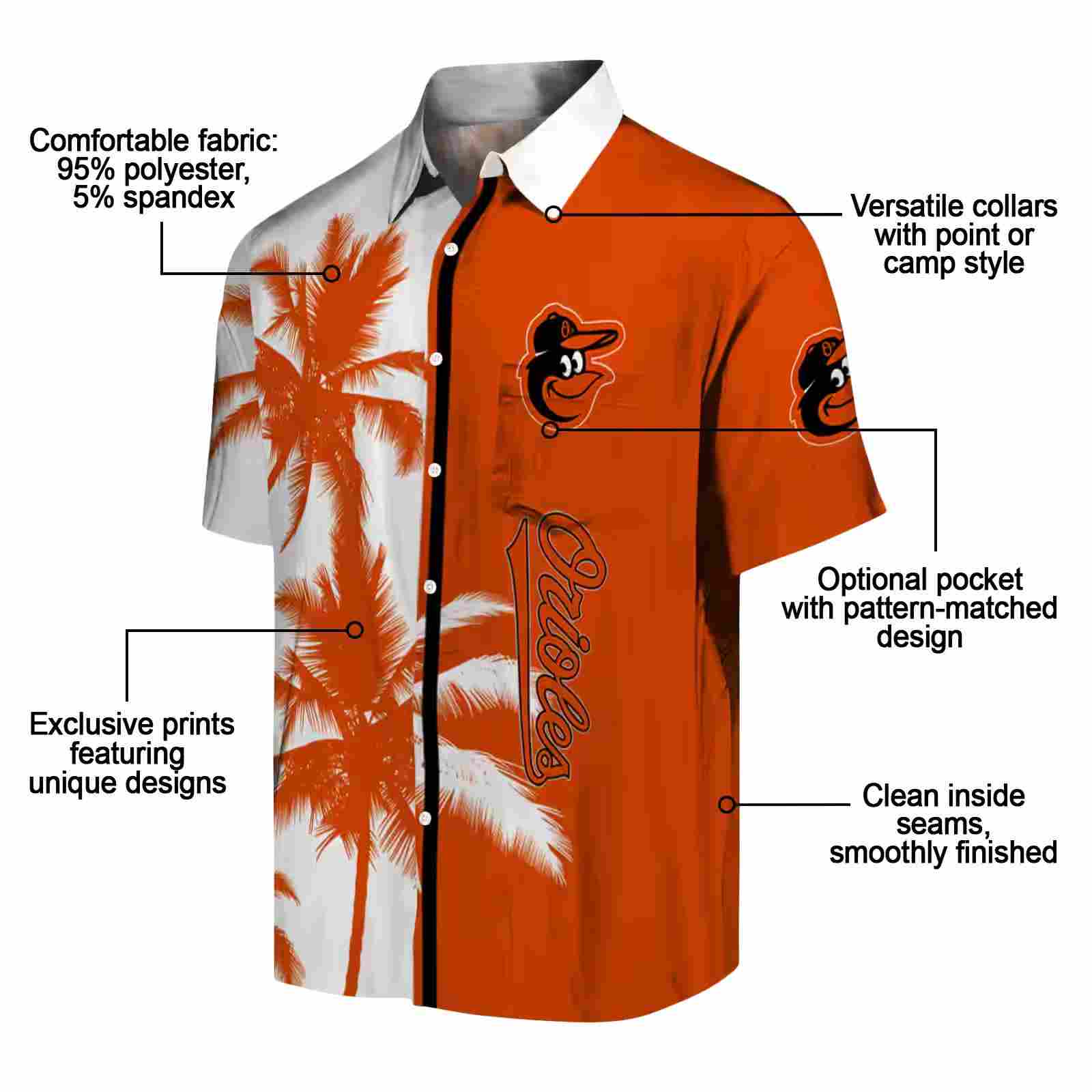 baltimore orioles palm trees orange white hawaiian shirt new arrival